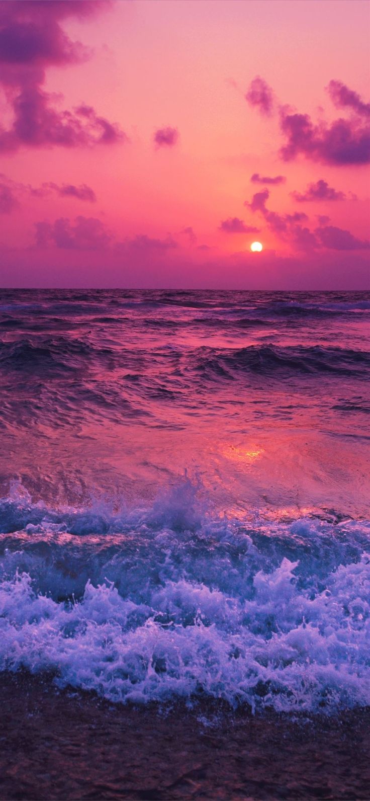 736x1592 sunset waves red 5k iPhone 12 Wallpaper