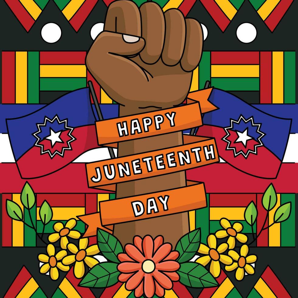 980x980 Happy Juneteenth Colored Cartoon Illustration