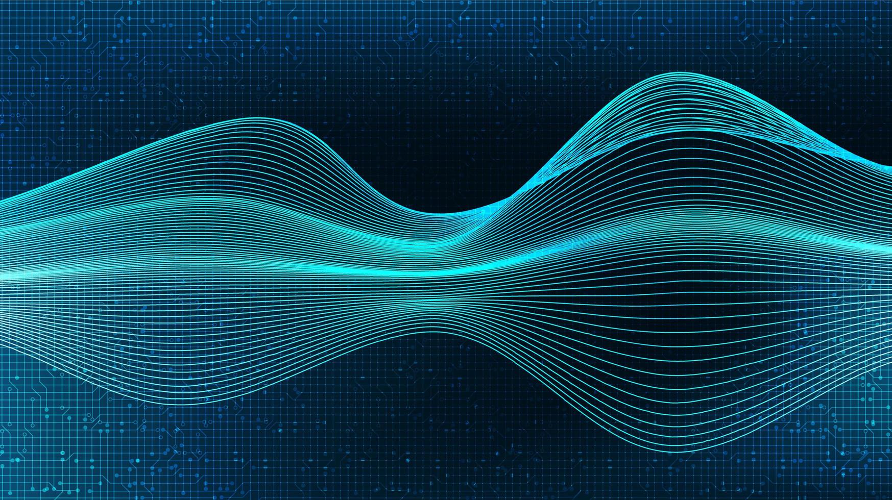 1747x980 Waving Digital Sound Wave and earthquake wave concept, design for music studio and science, Vector Illustration