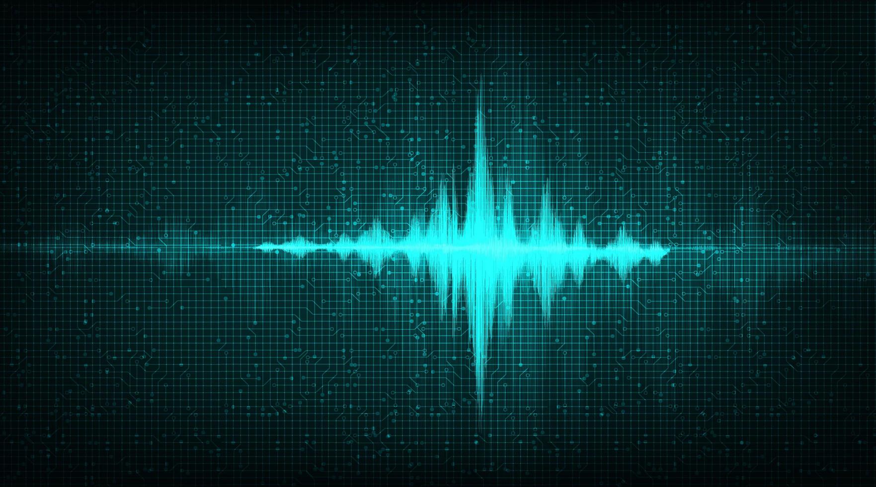 1763x980 Digital Sound Wave on Dark Green Background, technology and earthquake wave diagram concept, design for music studio and science, Vector Illustration