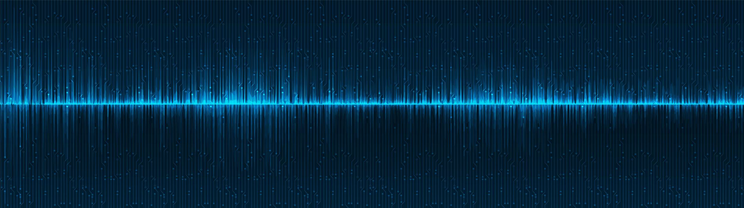 2501x700 Panorama Digital Sound Wave Background, technology and earthquake wave diagram concept, design for music studio and science, Vector Illustration