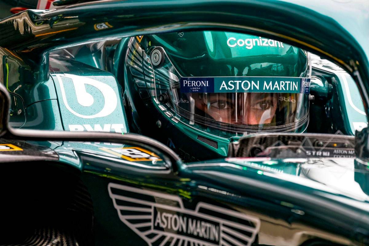 1200x800 Download Lance Stroll Aston Martin Car And Helmet Wallpaper