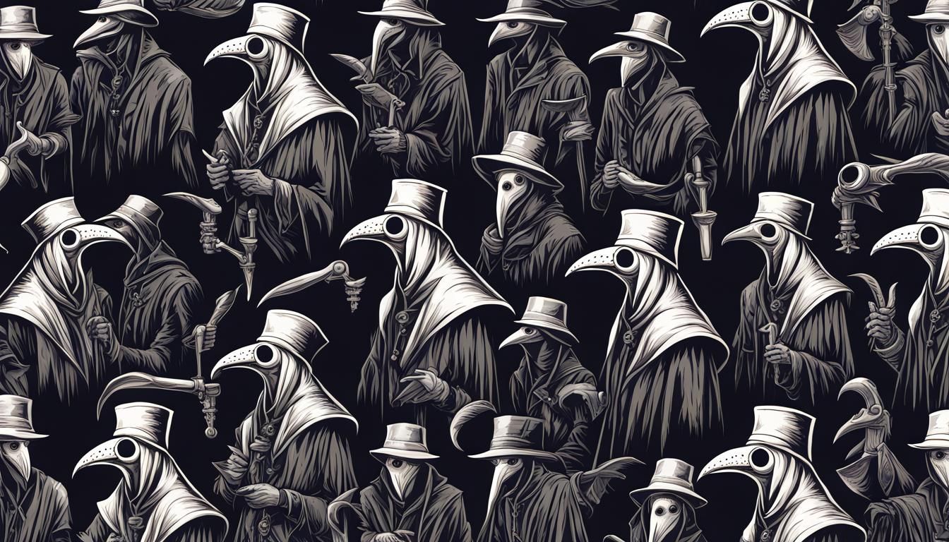 1344x768 Gothic Plague Doctor Seamless Wallpaper Pattern