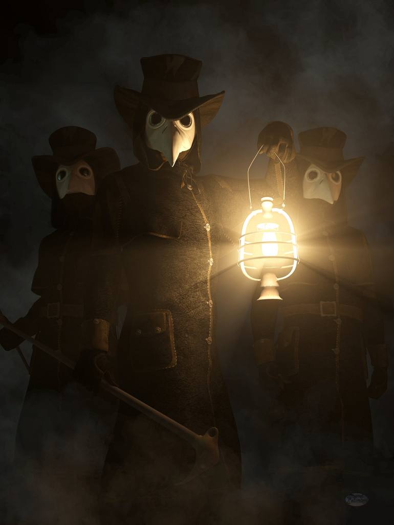 770x1027 Plague Doctors Mixed Media by Daniel Eskridge. Saatchi Art Malta