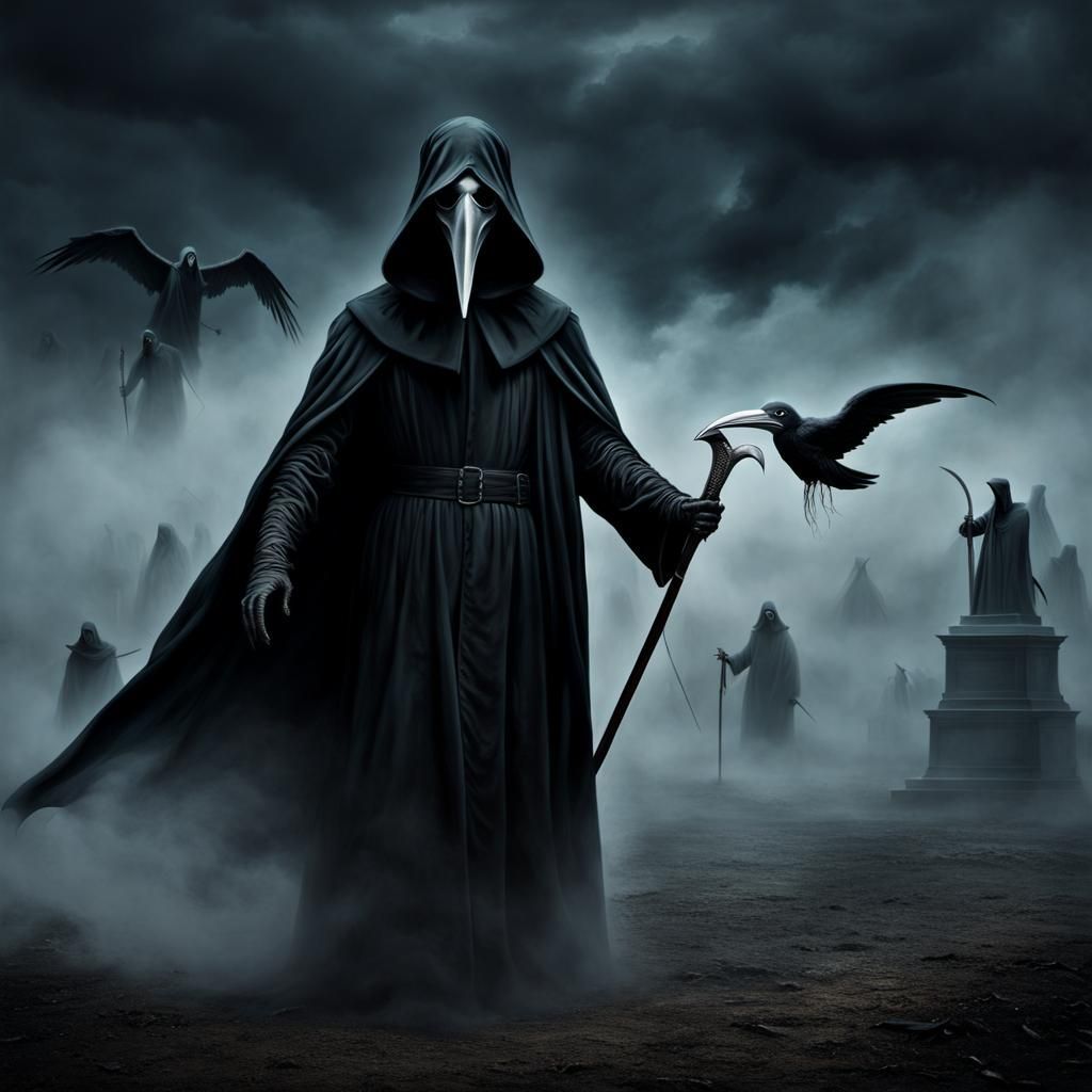 1024x1024 almost as scary as the plague itself the plague doctor and the reapers go to work