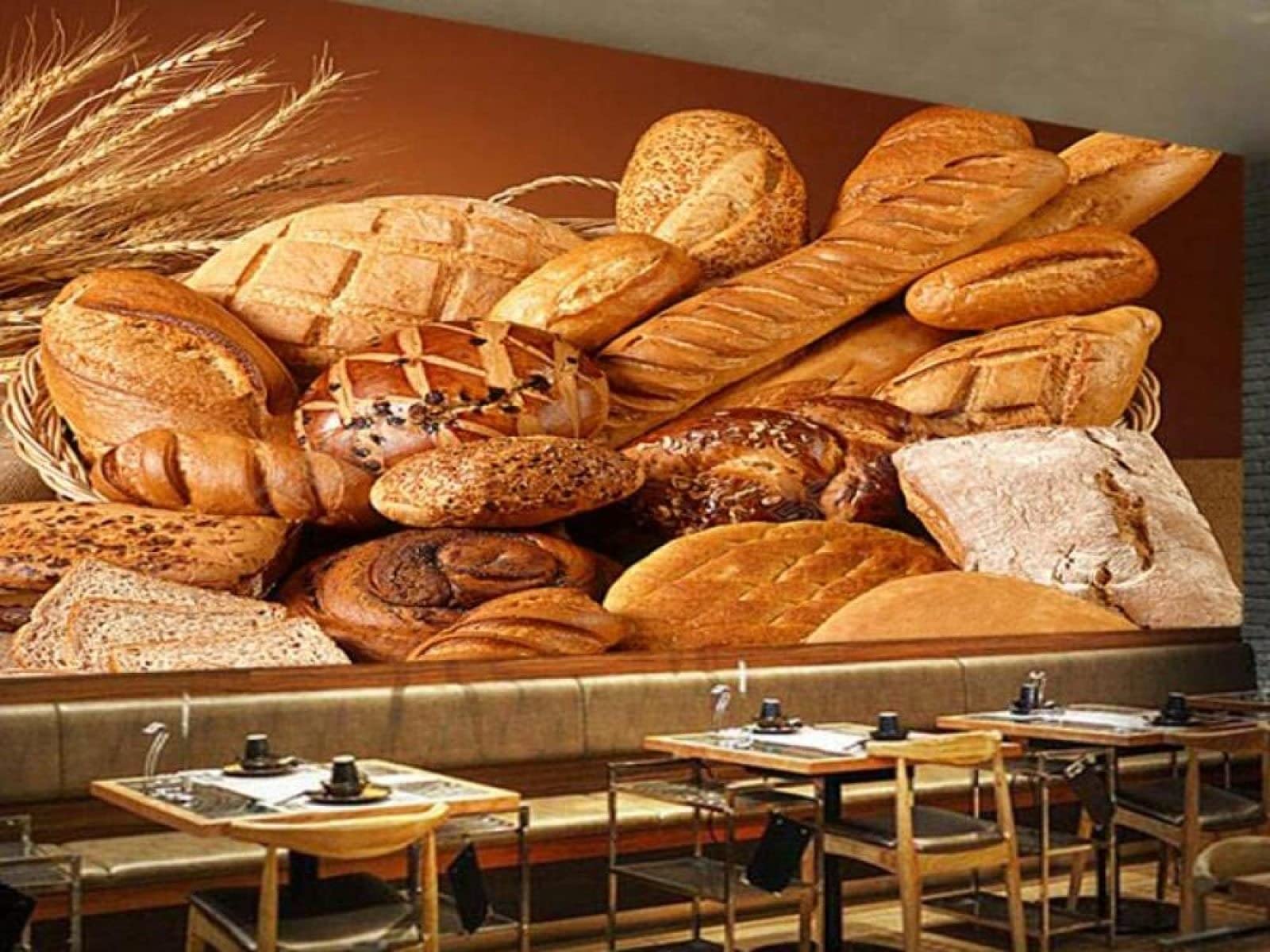 1600x1200 Western Style Delicious Bread Wallpaper 3D Wall Murals, Retro Brown Background Large Wallpaper Mural Space Render Lllustration, Suitable For Bakery Cafe Restaurant 138W X 100H : Buy Online At Best Price In KSA
