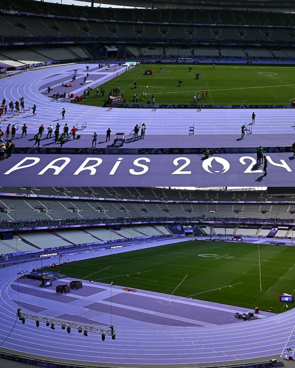 960x1200 Track and Field at the #ParisOlympics begins TODAY! What do you rate the purple track at Stade de France stadium?