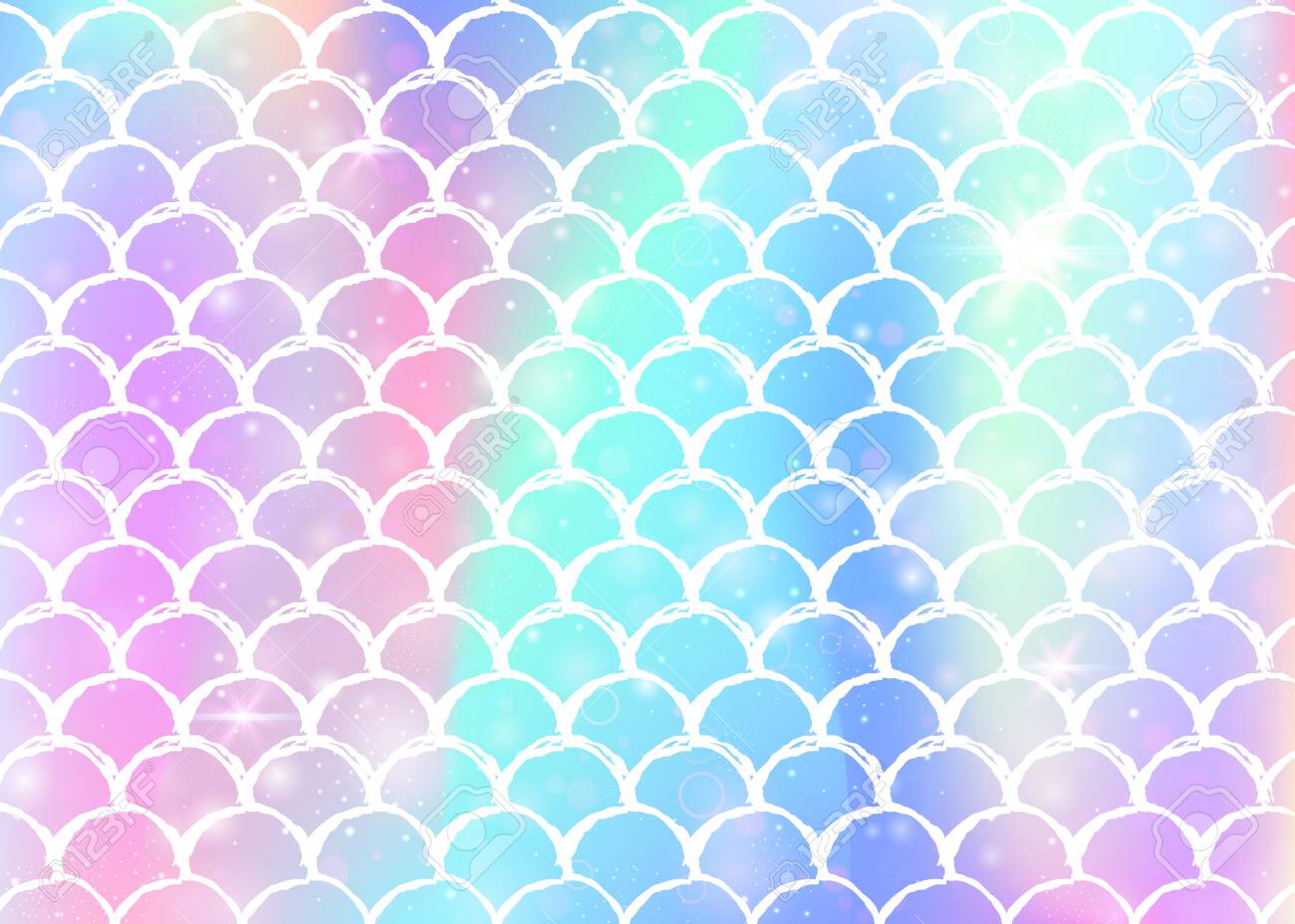 1300x928 Free download Rainbow Scales Background With Kawaii Mermaid
