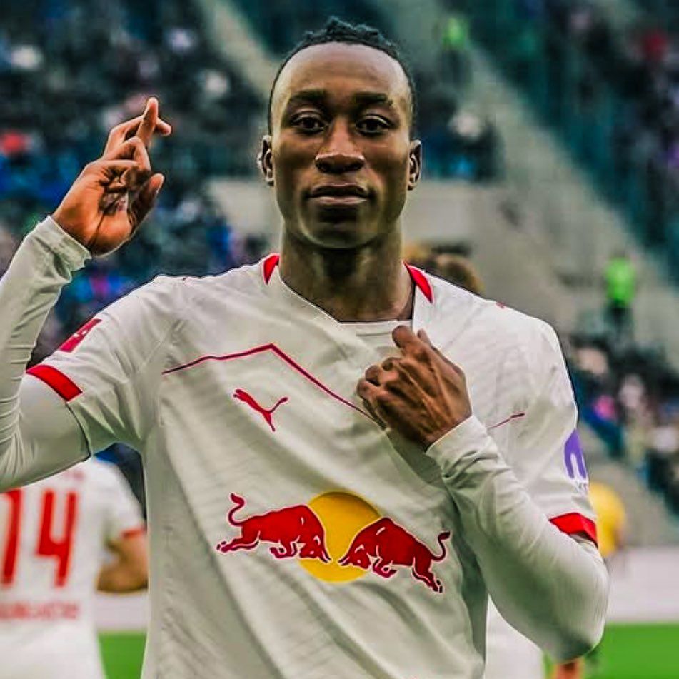 951x951 Yan Diomande's goal celebration for RB Leipzig today