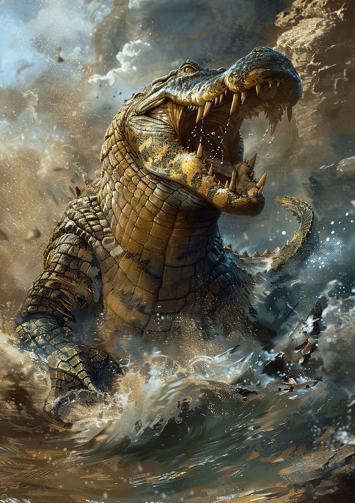 1200x1697 Angry Vector Crocodile Background Wallpaper Image For Free Download