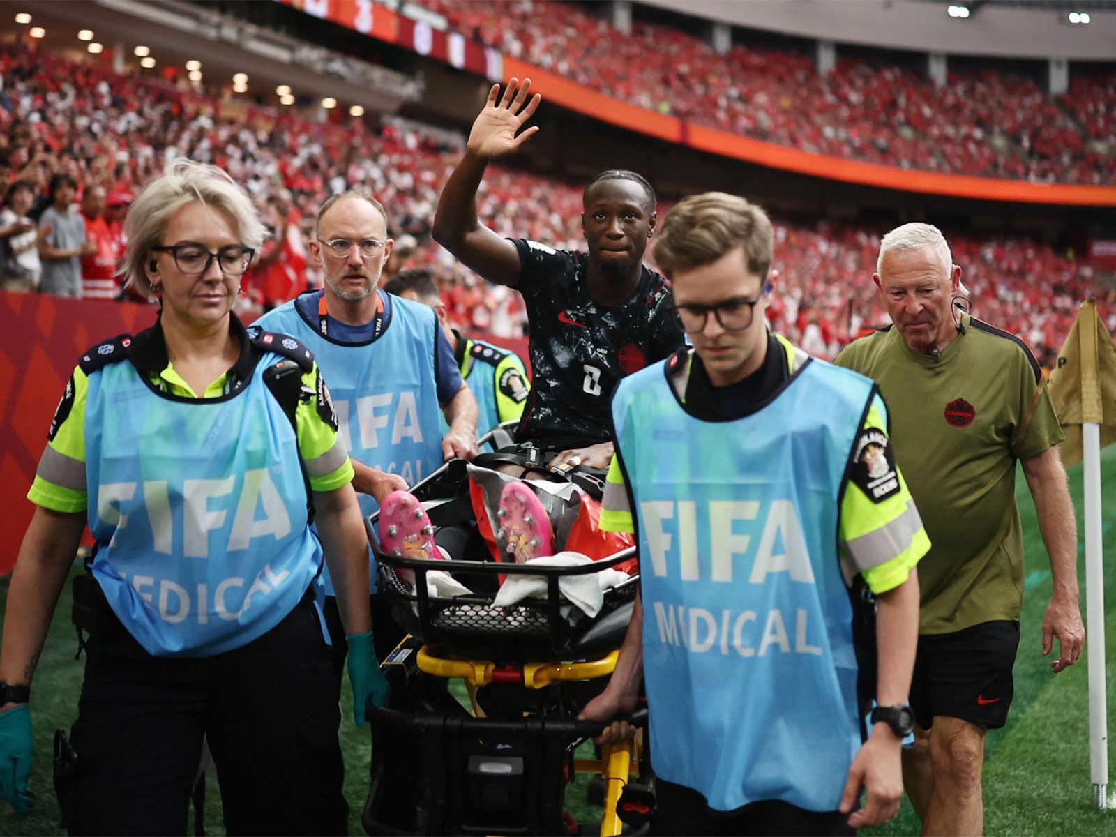 1600x1200 FIFA World Cup 2026: Canada's Ismael Kone stretchered off after injury during Qatar match