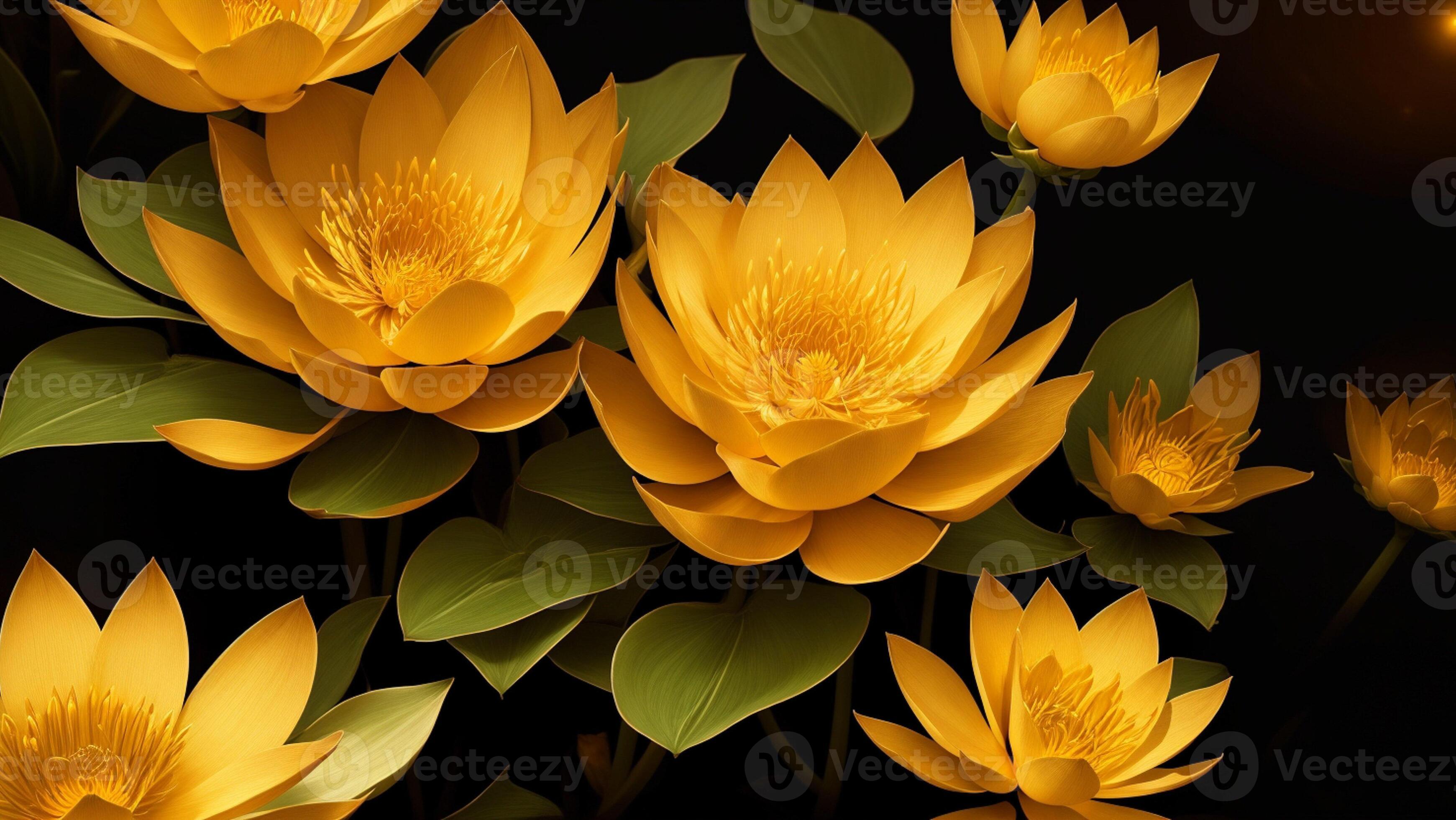 3481x1960 Golden yellow Lotus flower with dark background
