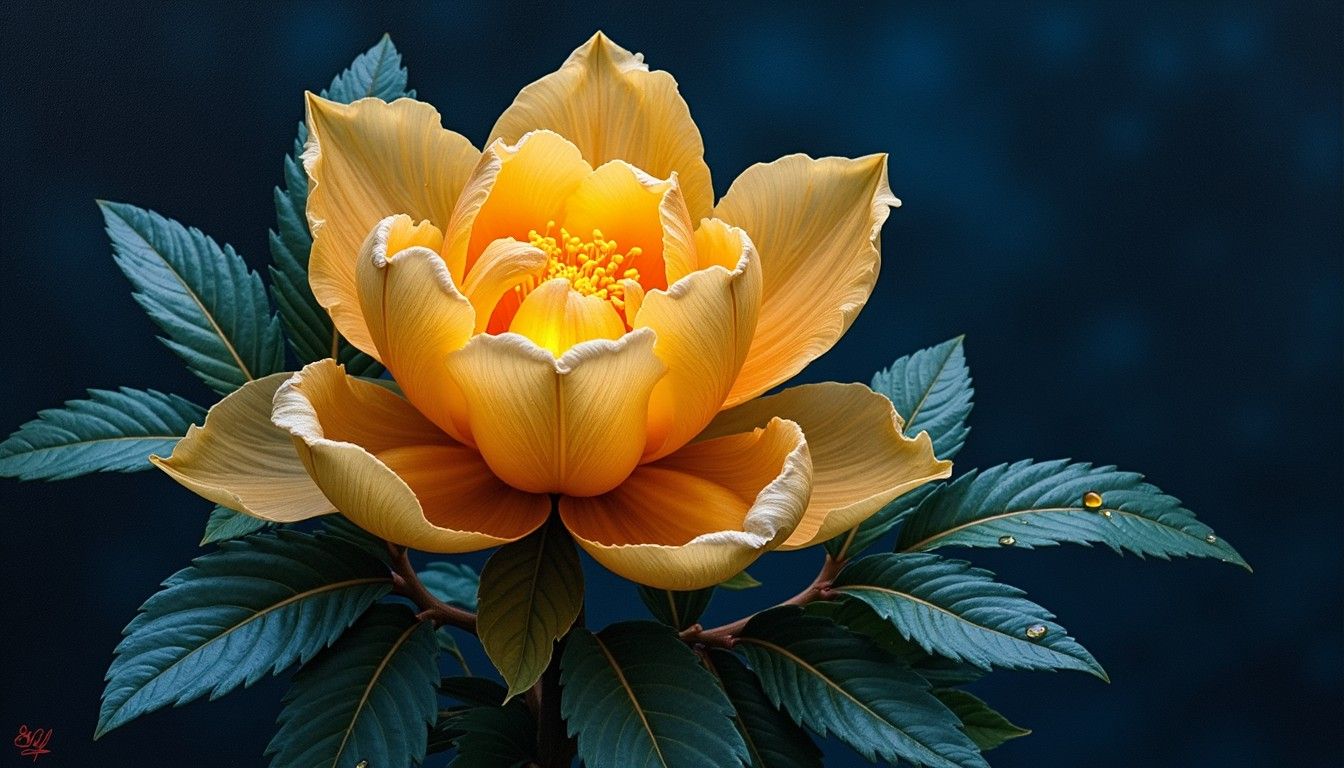 1344x768 Free Luminous Golden Lotus Image, Golden, Luminous