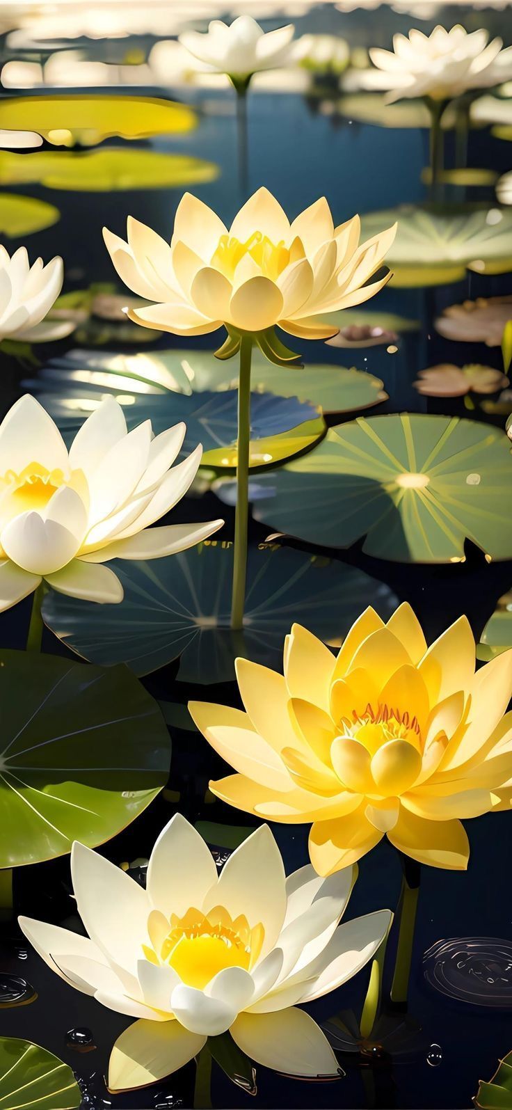 736x1595 Yellow and White Water Lilies iPhone Wallpaper. Lotus iphone wallpaper, White lotus wallpaper, Yellow pond lily wallpaper