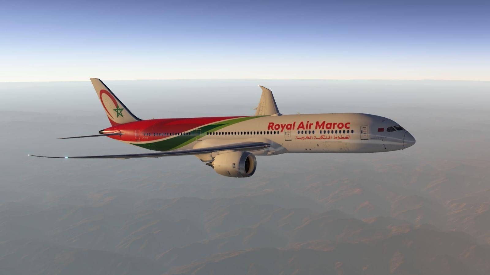 1600x900 Download Royal Air Maroc Passenger Aircraft In Flight Wallpaper