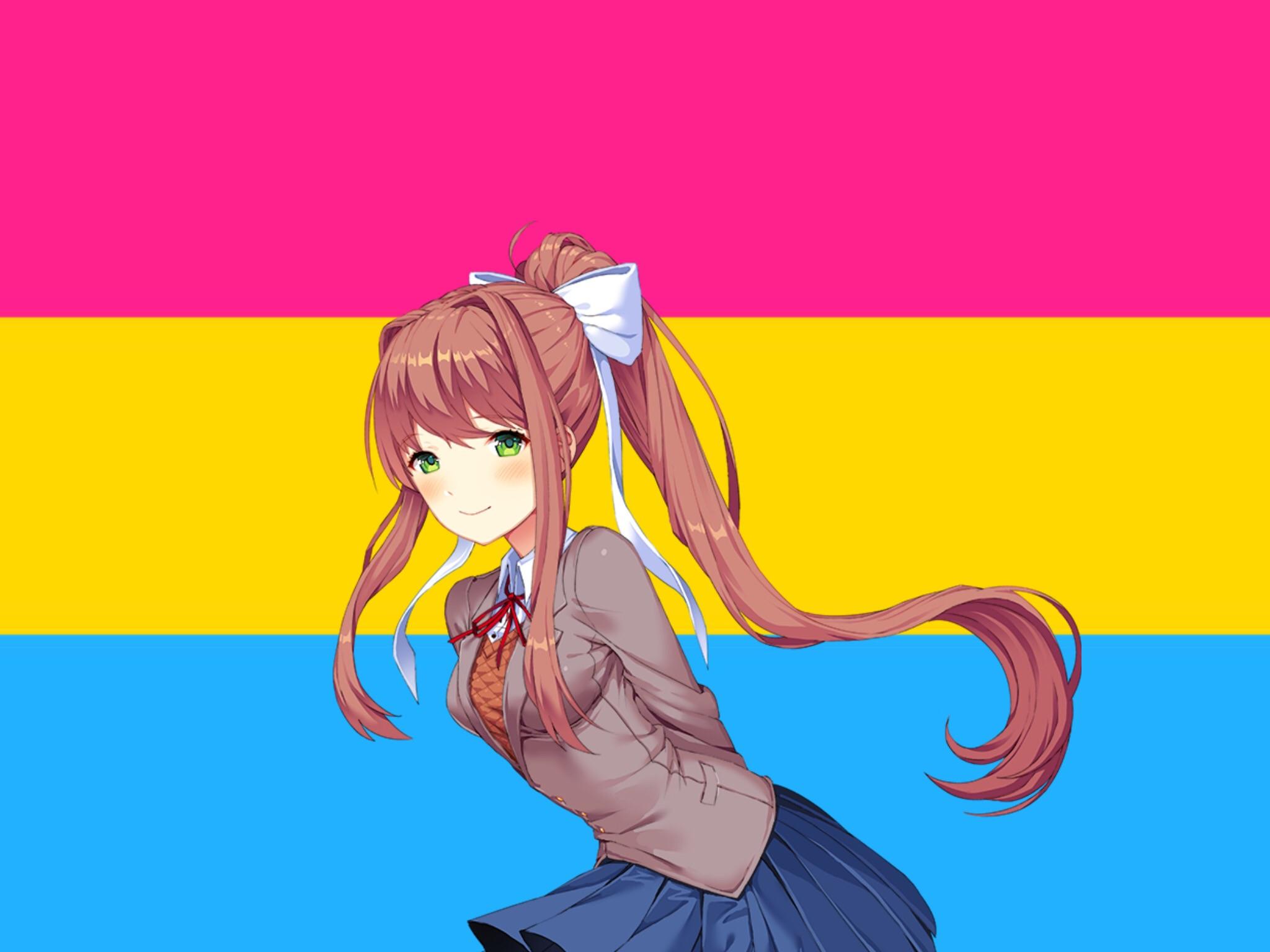 2048x1536 Here are the DDLC pride laptop wallpaper I made on an editing app for Pride last year <3