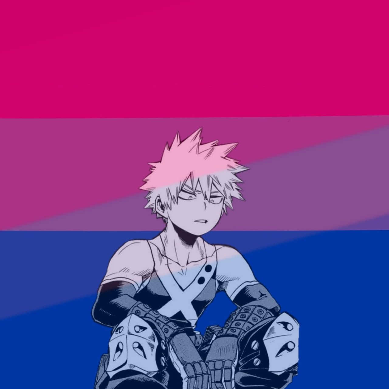 1280x1280 Download Anime Character Pink Hair Bisexual Pride Background Wallpaper