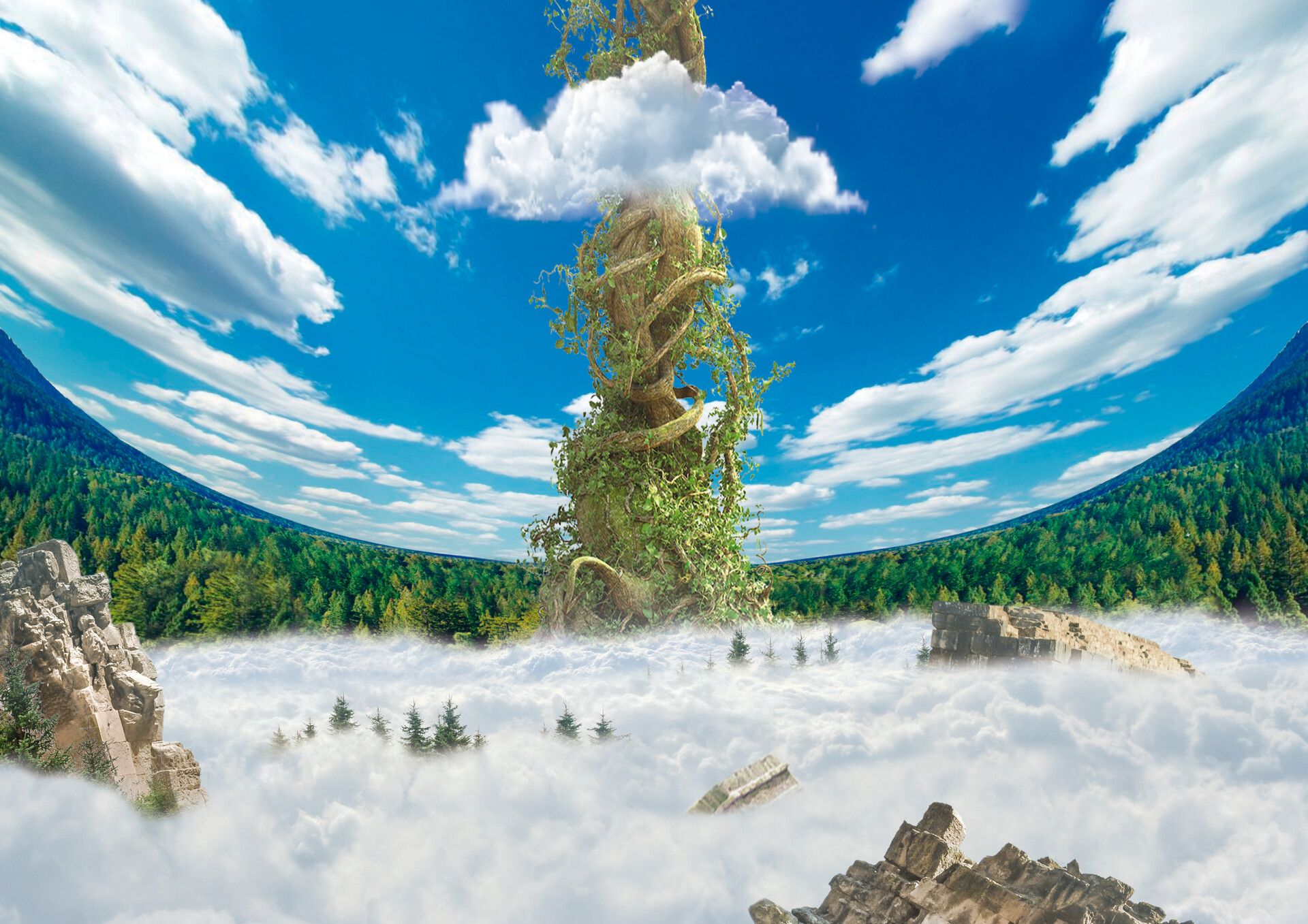 1920x1357 Skypiea One Piece Matte Painting