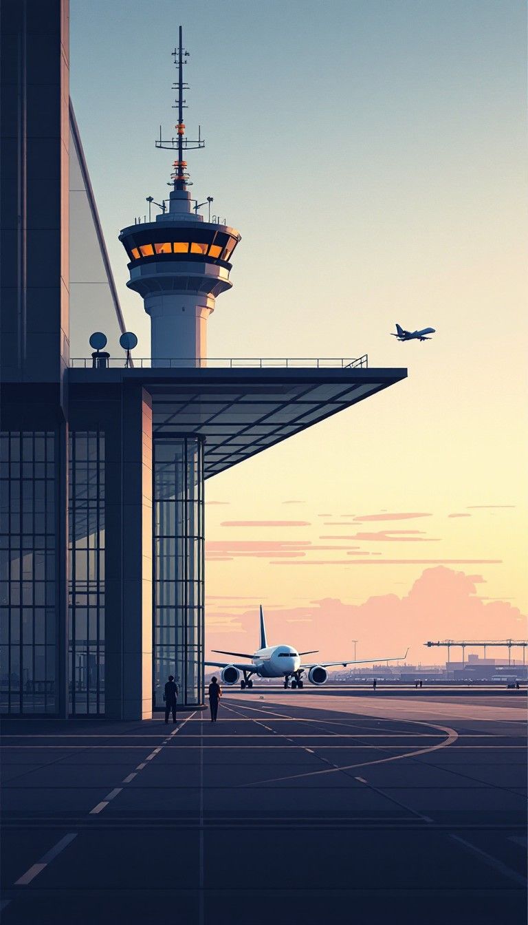 768x1344 Free Airport Tower Silhouette Image, Tower, Terminal