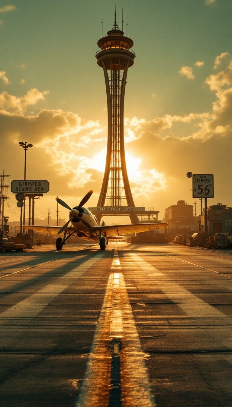 768x1344 Free Sunset Control Tower Image, Tower, Aviation