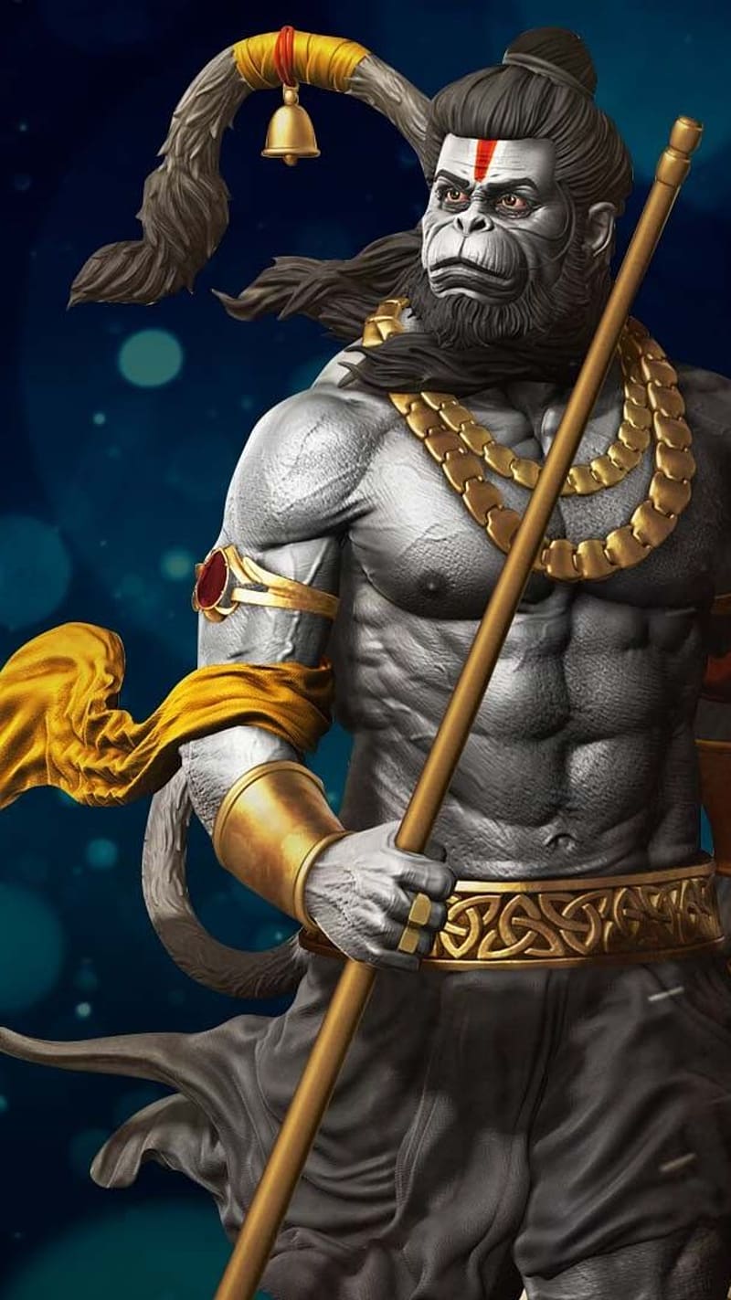 800x1423 Lord Hanuman, bajrangbali, golden, spritual, HD phone wallpaper
