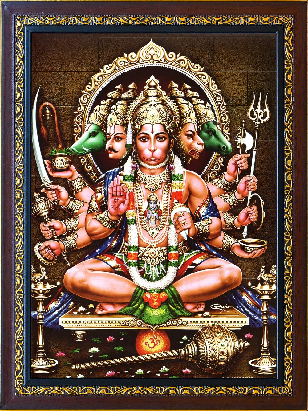 1000x1333 Rudra Photo Frame Panchmukhi Hanuman Wood Photo Frame (10 x Multicolour) : Amazon.in: Home & Kitchen