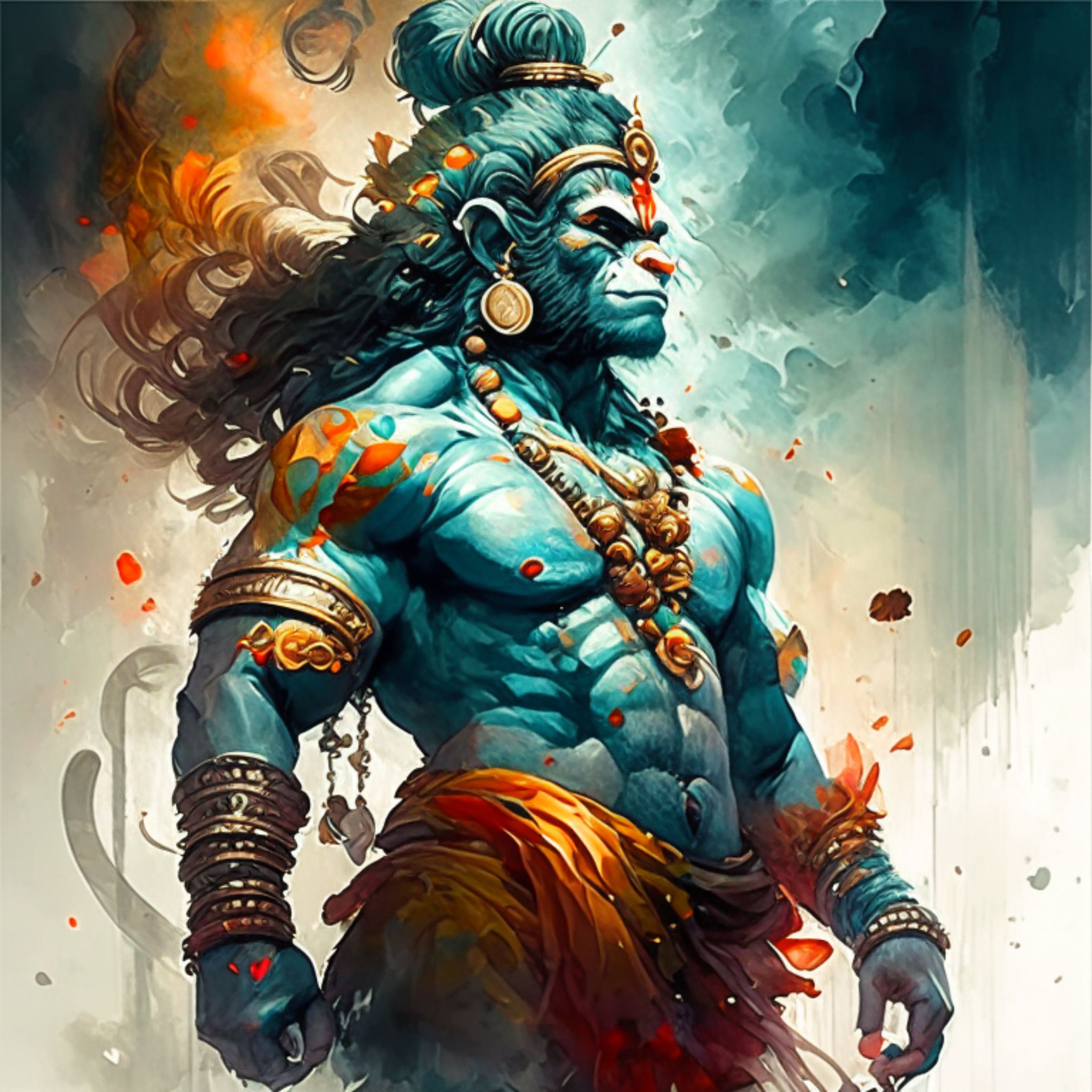 3000x3000 Watercolor Hanuman Clipart: High Resolution PNG Graphics (digital Download)