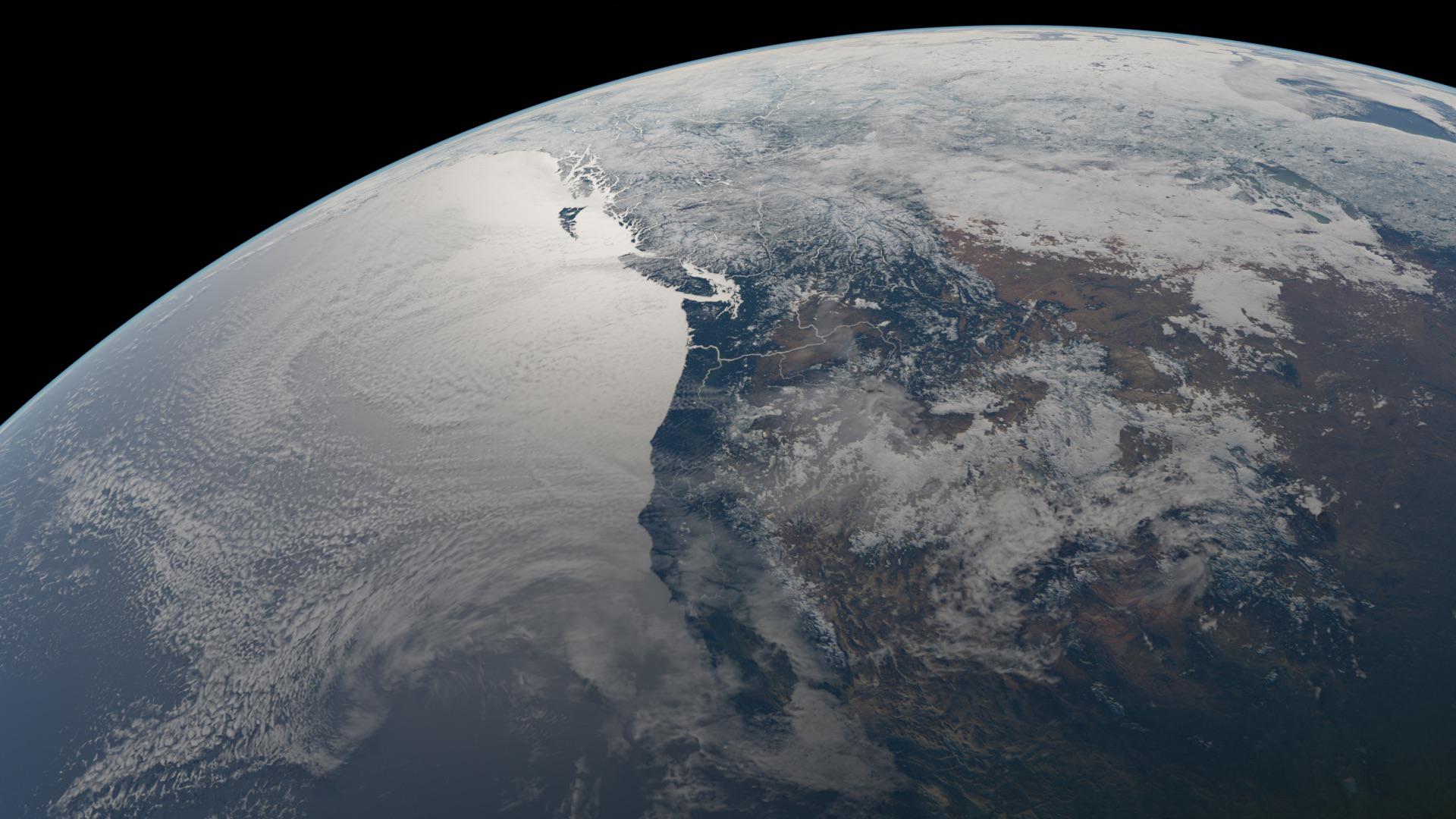1920x1080 Photorealistic Earth, 21k diffuse texture, 16k cloud texture