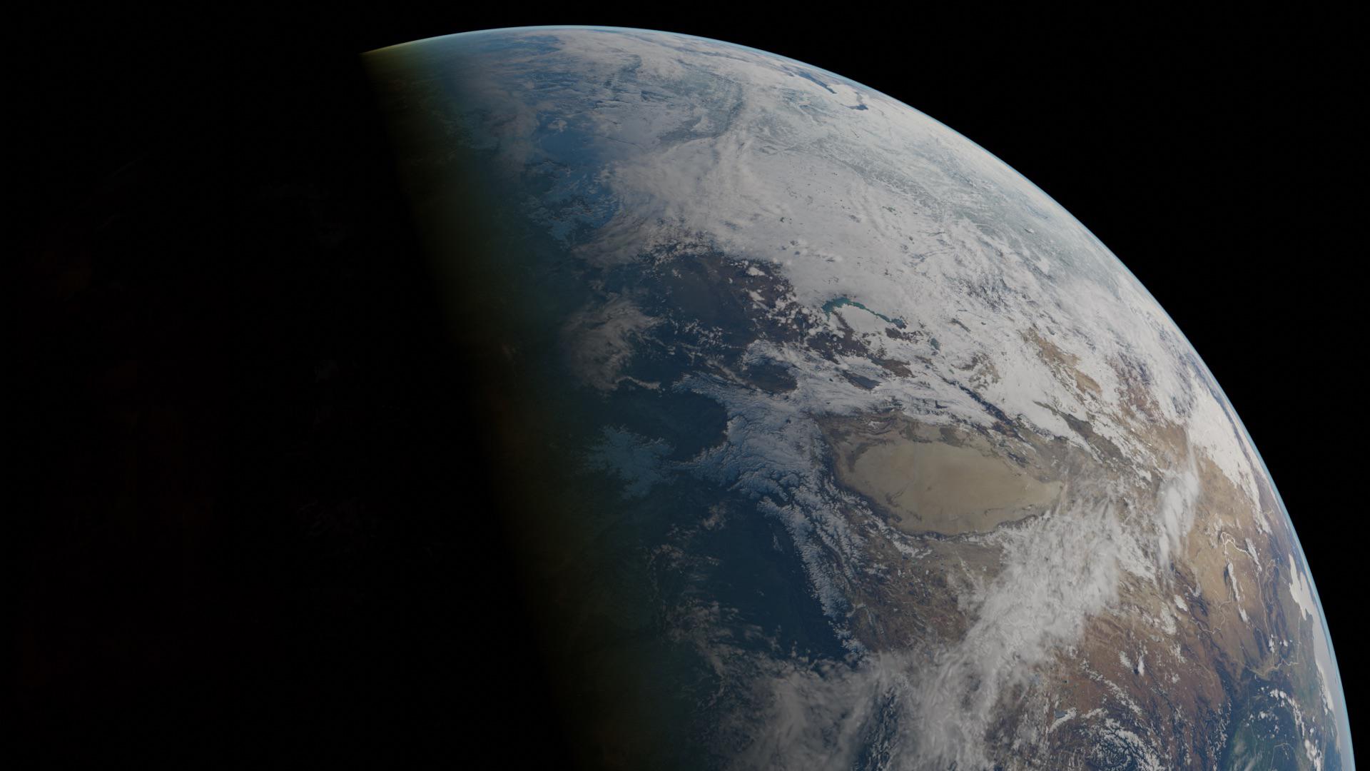 1920x1080 Photorealistic Earth, 21k diffuse texture, 16k cloud texture