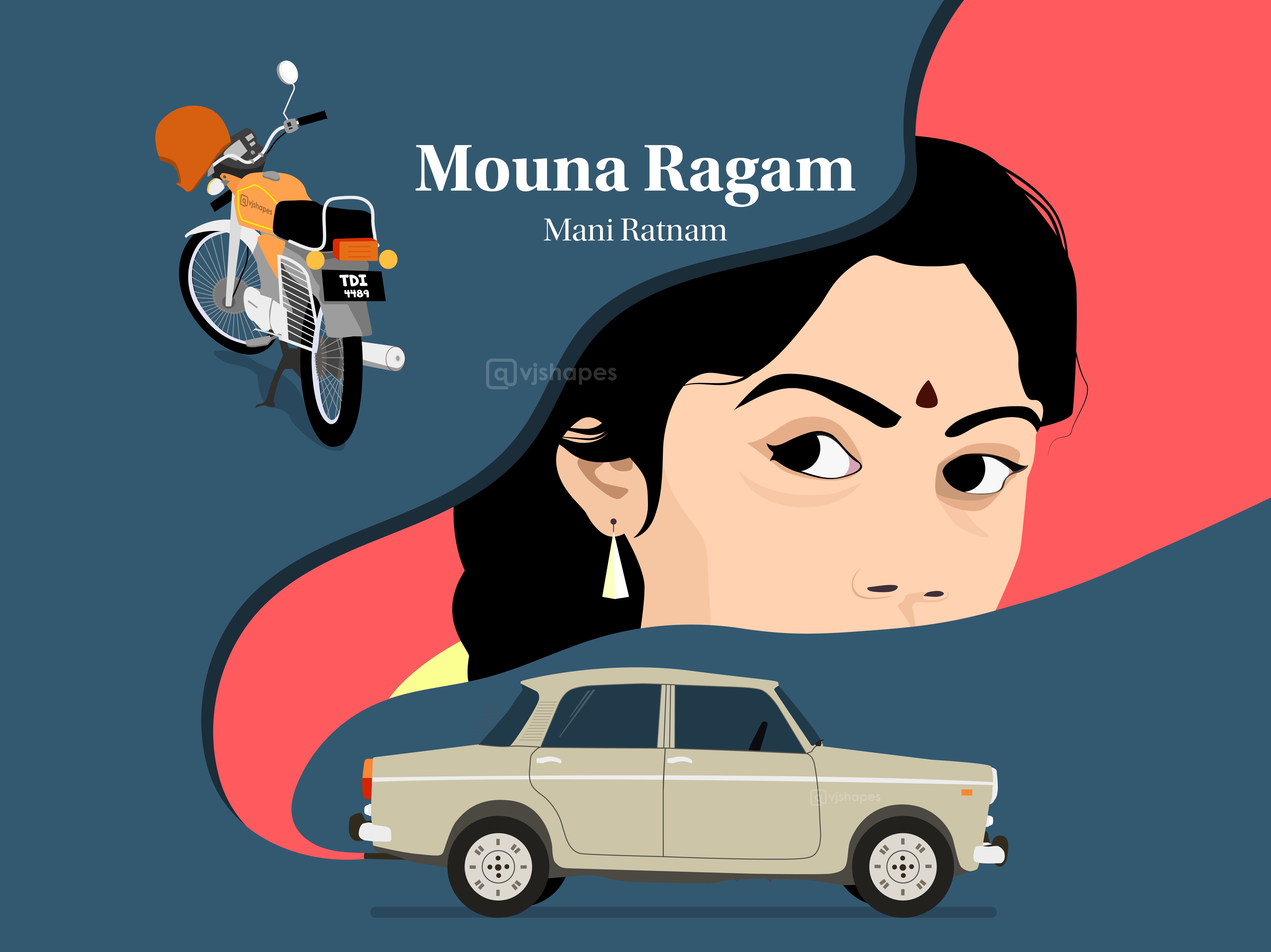 6668x5000 Film Poster of Mouna Ragam by Vijay S on Dribbble