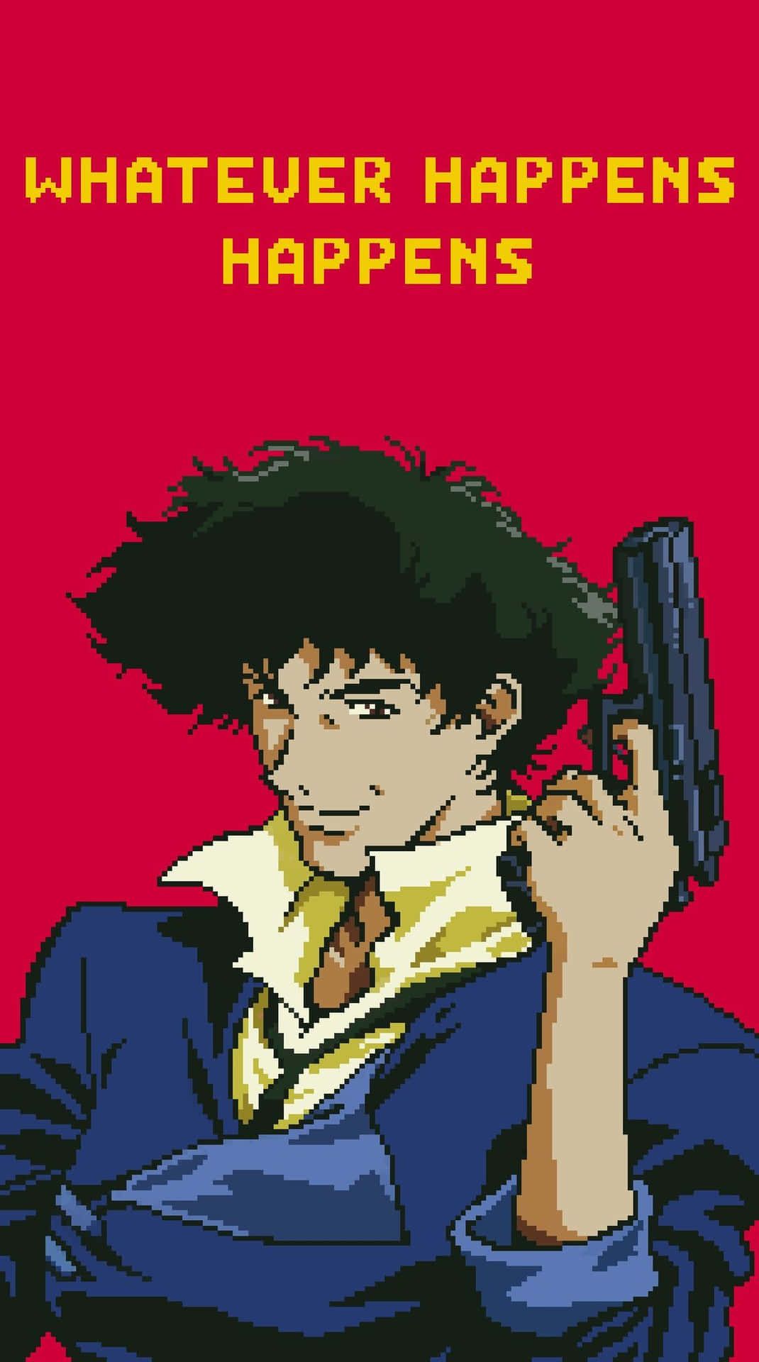 1070x1920 Download A glowing image of a Teen Cowboy Bebop character on an iPhone Wallpaper