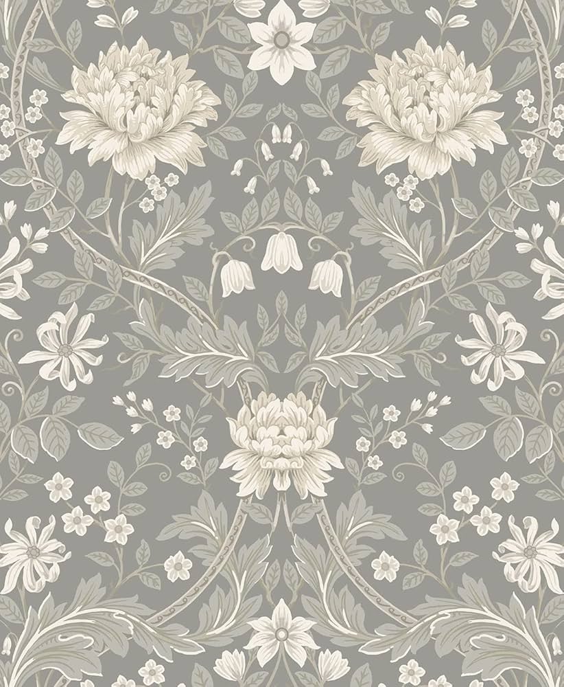 822x1000 NextWall Honeysuckle Trail Floral Peel and Stick Wallpaper (Daydream Grey)