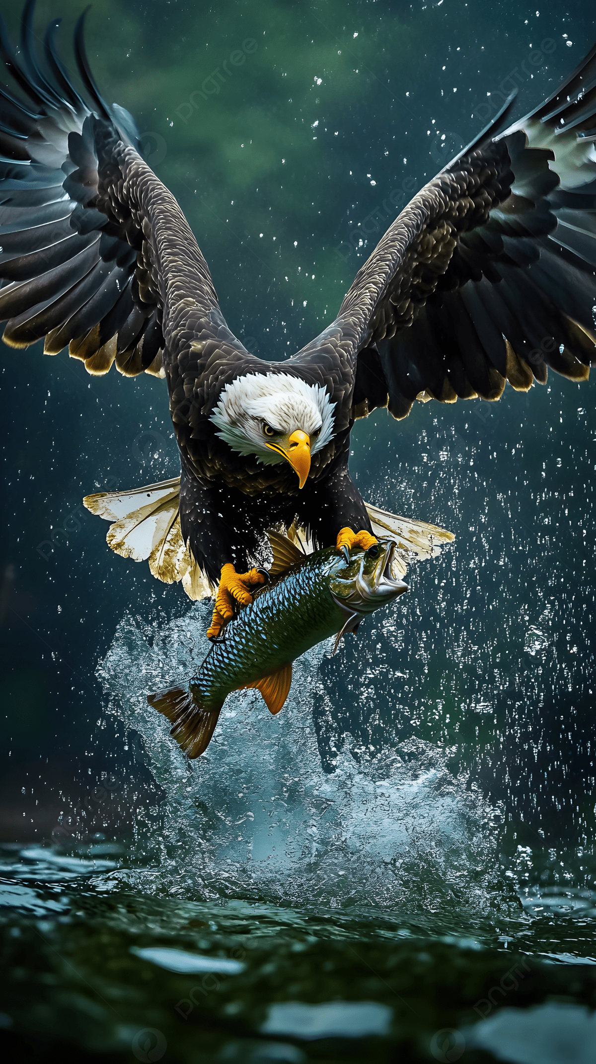 1200x2141 A Majestic Eagle Catches Fish In Dramatic Splash Photo And Picture For Free Download
