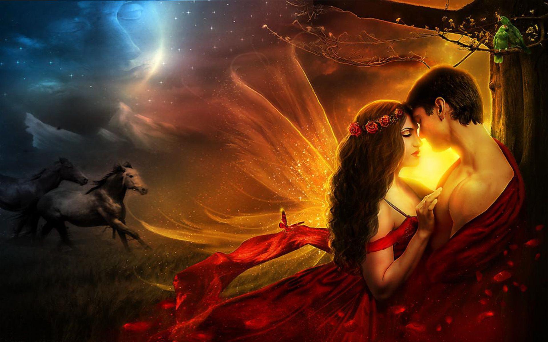 1920x1200 Long awaited love romance fantasy art HD Wallpaper :