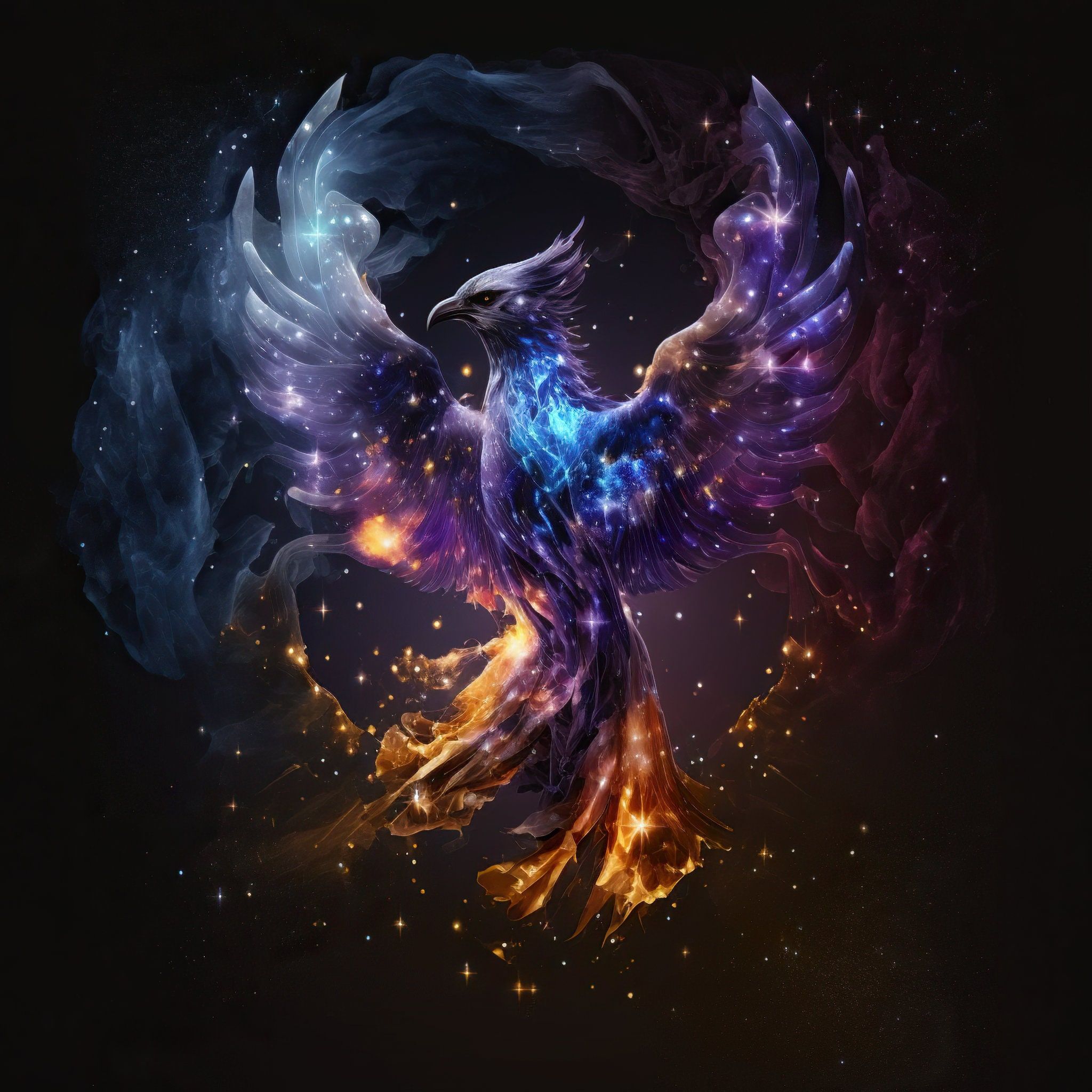 2048x2048 Cosmic Phoenix Download, Cosmic Phoenix Instant Downloadable Wallpaper, Digital Download Poster, Digital Art, Downloadable Fantasy Art