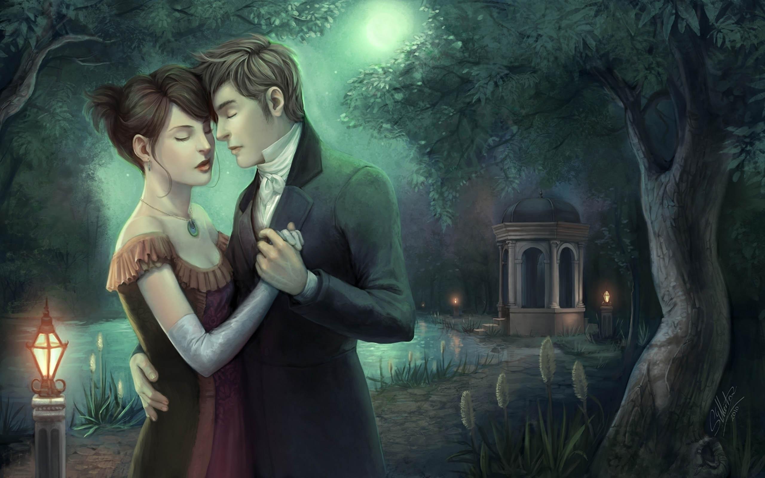 2560x1600 Romantic Couple Dance Animated Art HD Wallpaper Wallpaper