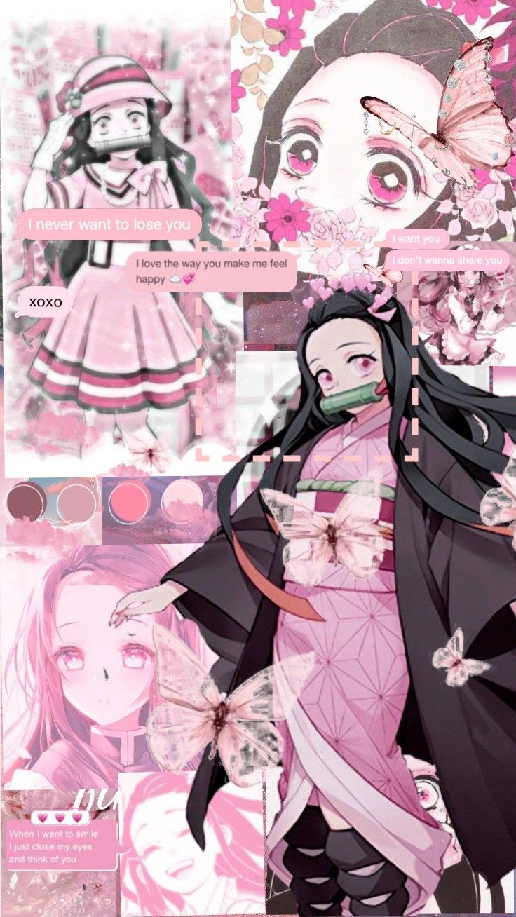 736x1308 Pink nezuko wallpaper