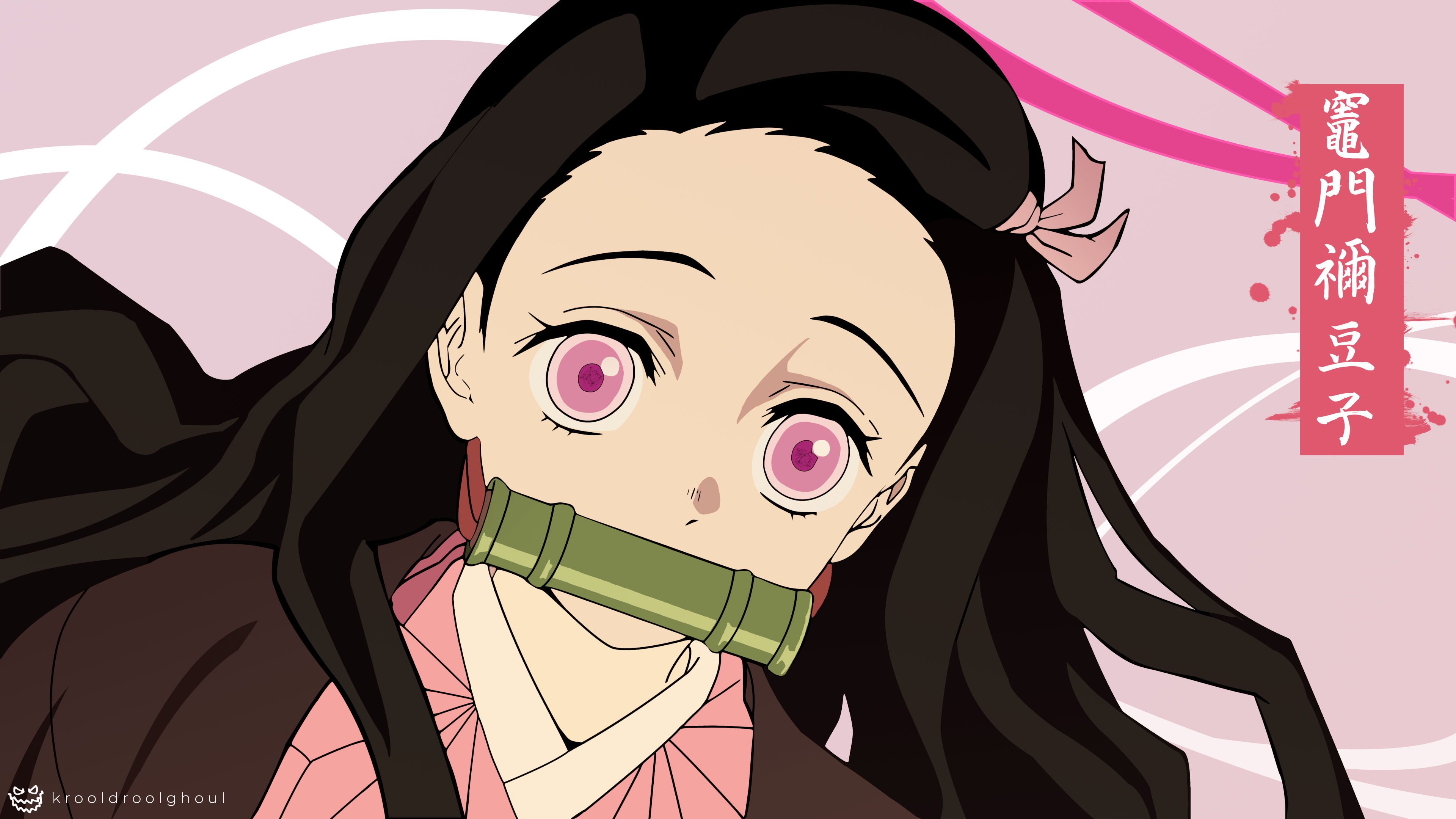 3840x2160 Nezuko Kamado 4K Ultra HD. Pink Eyes Anime Wallpaper Slayer Vibes