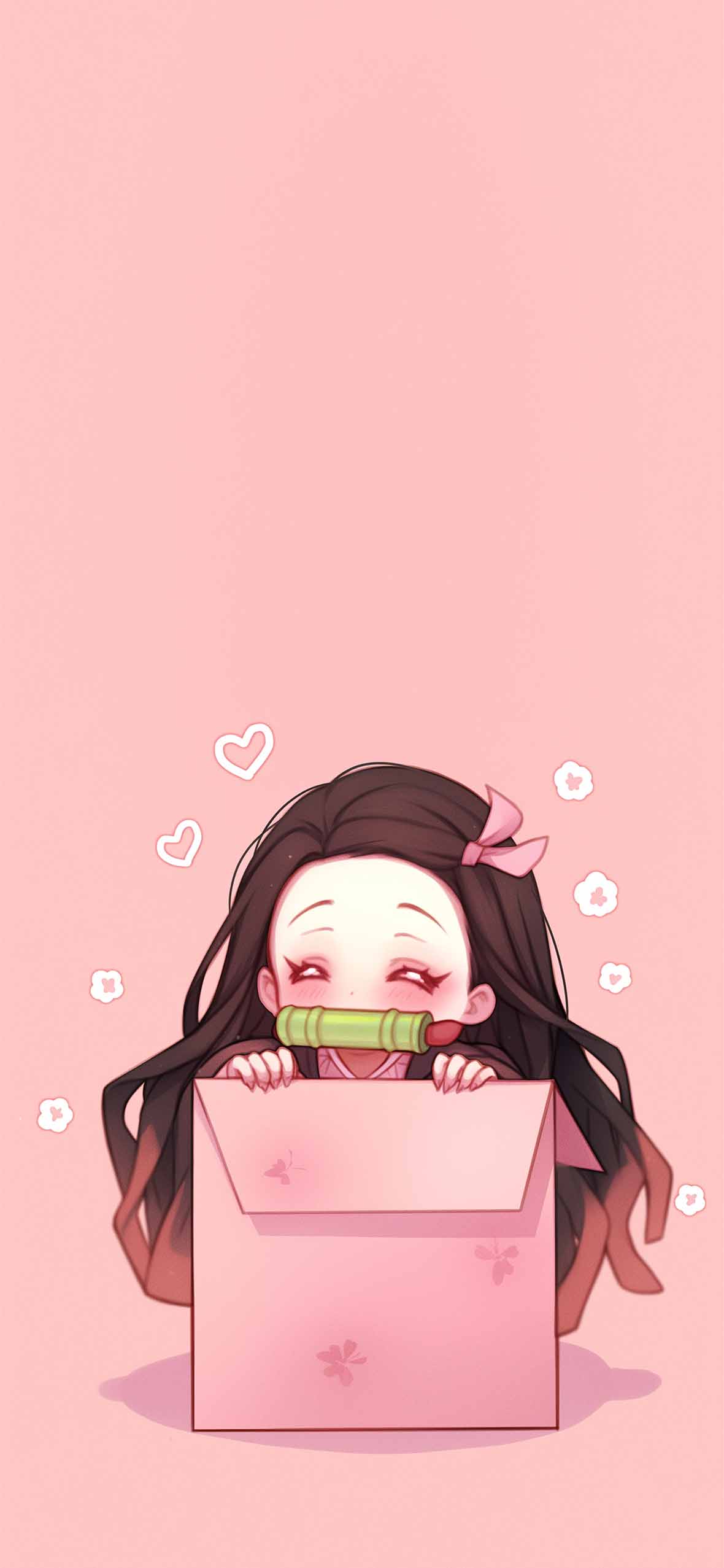 1180x2554 Nezuko Cute Demon Slayer Pink Box Wallpaper