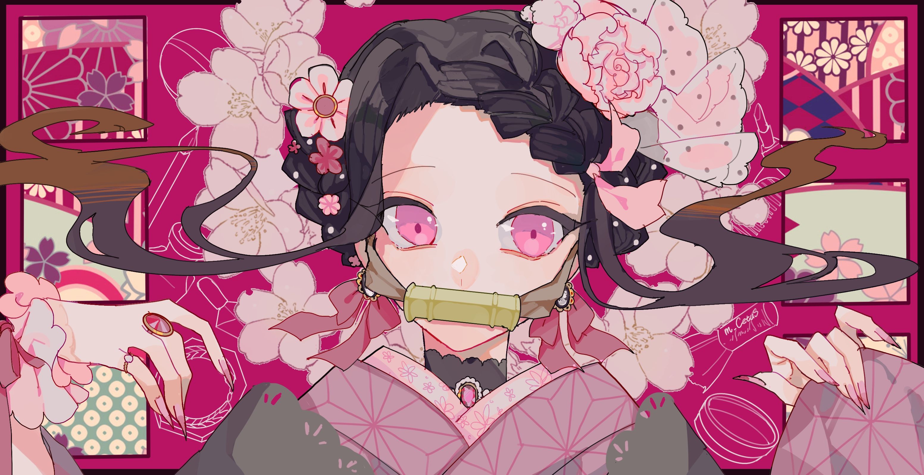 3105x1597 Nezuko Kamado HD Anime Wallpaper