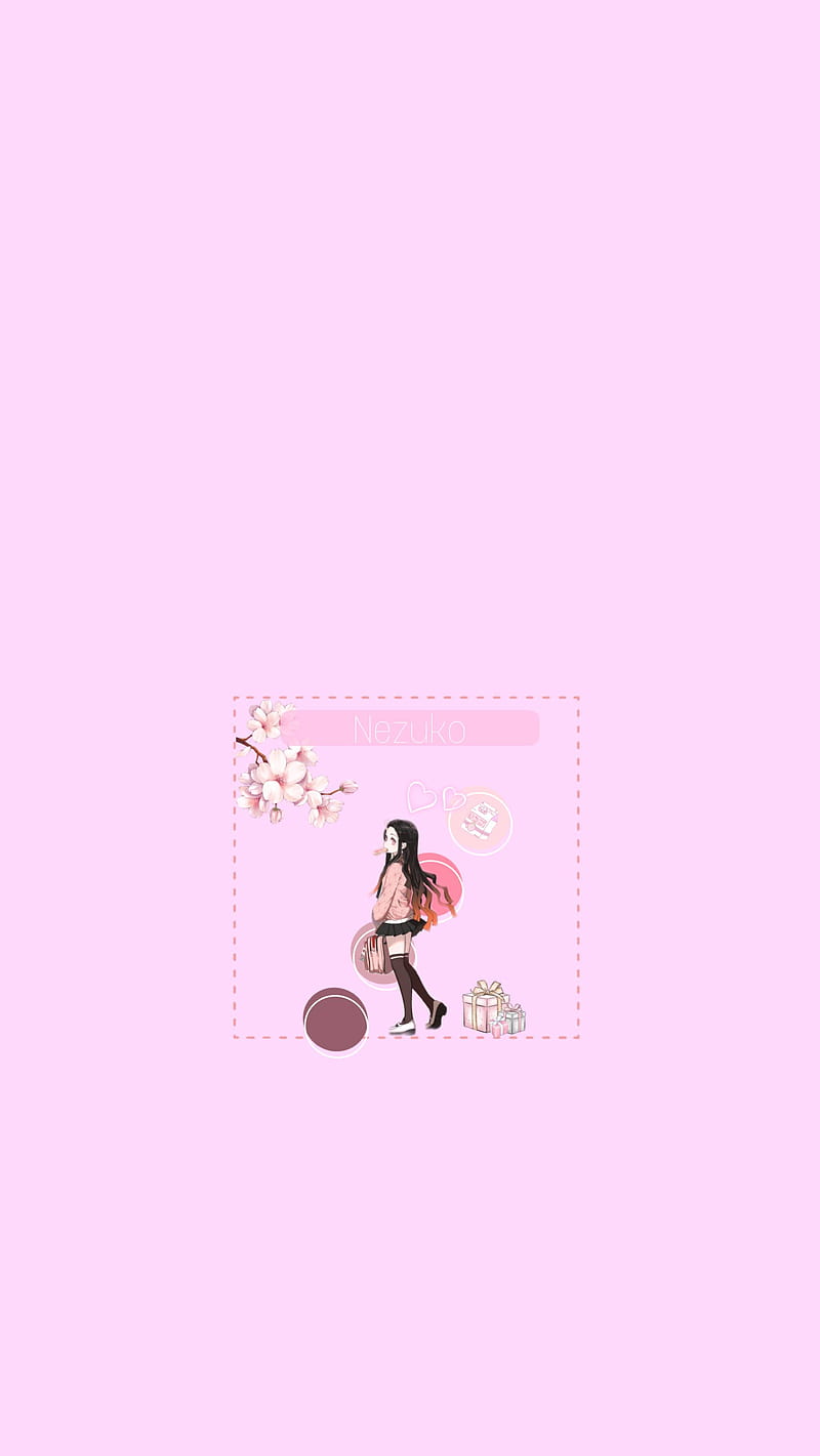 800x1421 Nezuko, aesthetic, anime, demon slayer, pink, HD phone wallpaper
