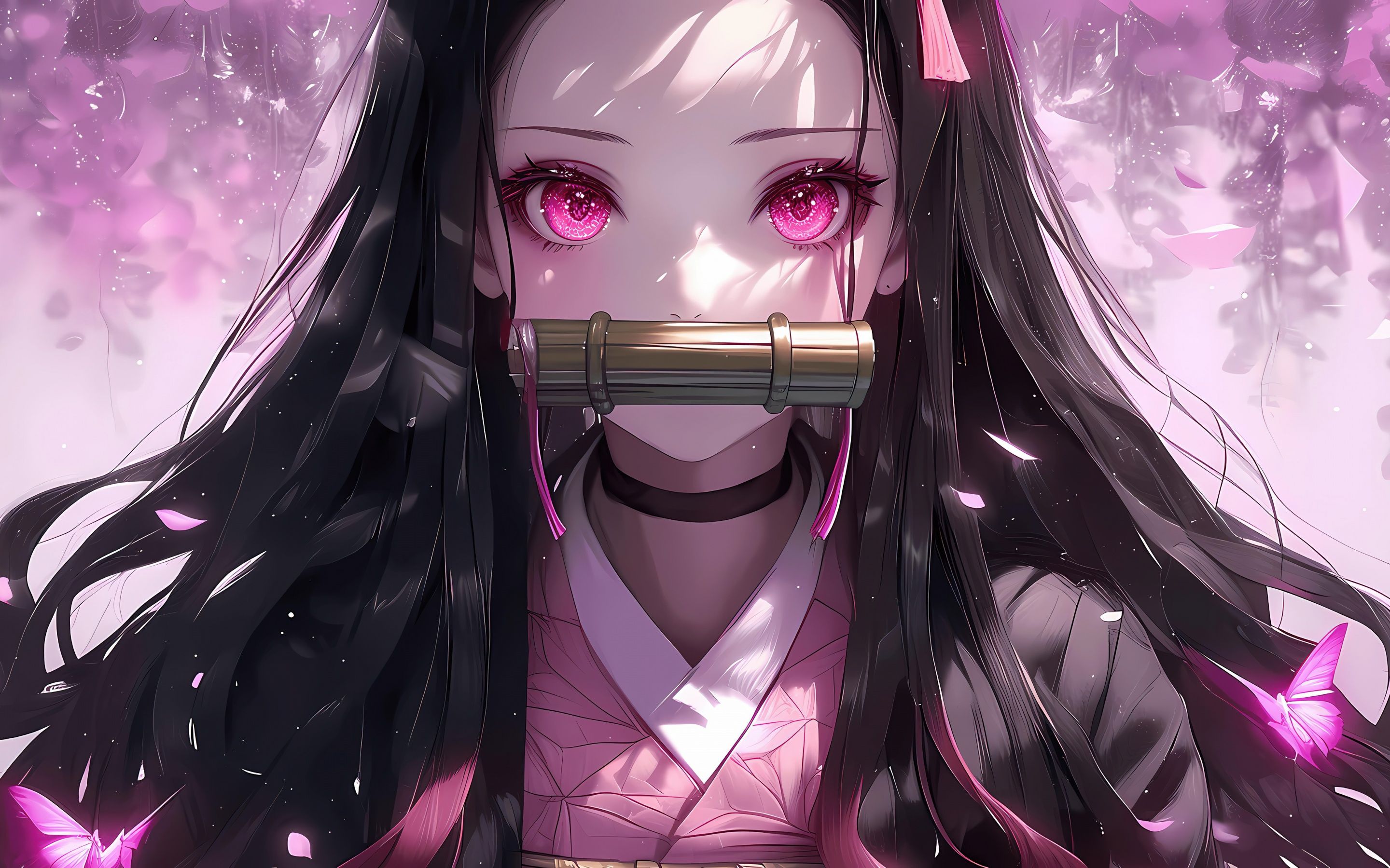 2880x1800 Nezuko Kamado Wallpaper 4K, Pink aesthetic