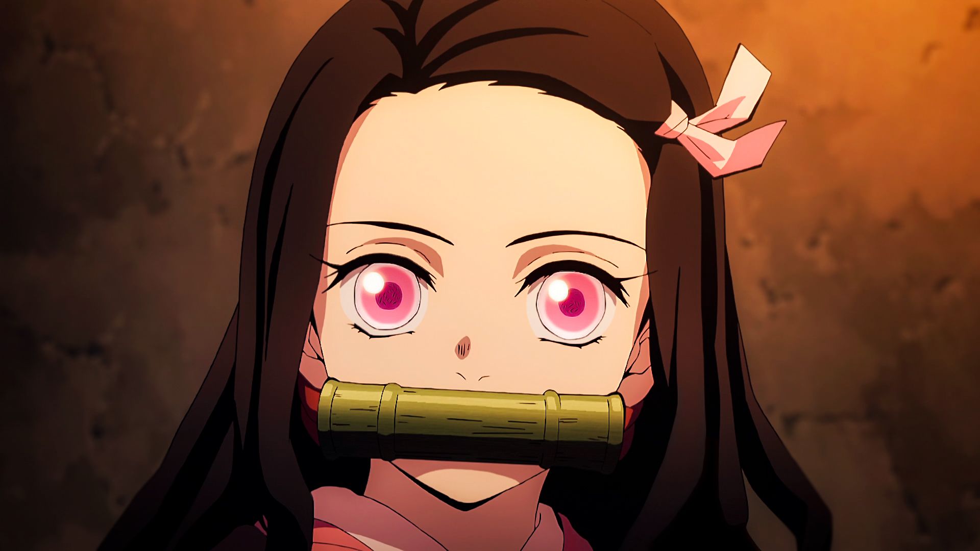 1920x1080 Demon Slayer Nezuko Kamado With Pink Eyes And Black Hair HD Anime Wallpaper