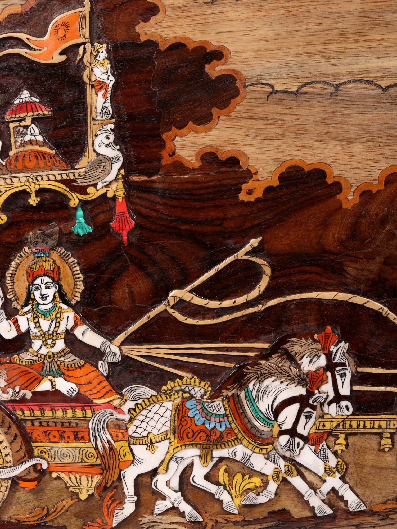 1500x2000 Geeta Updesha Krishna Guiding Arjuna In MahabharataD Wood Panel. Exotic India Art