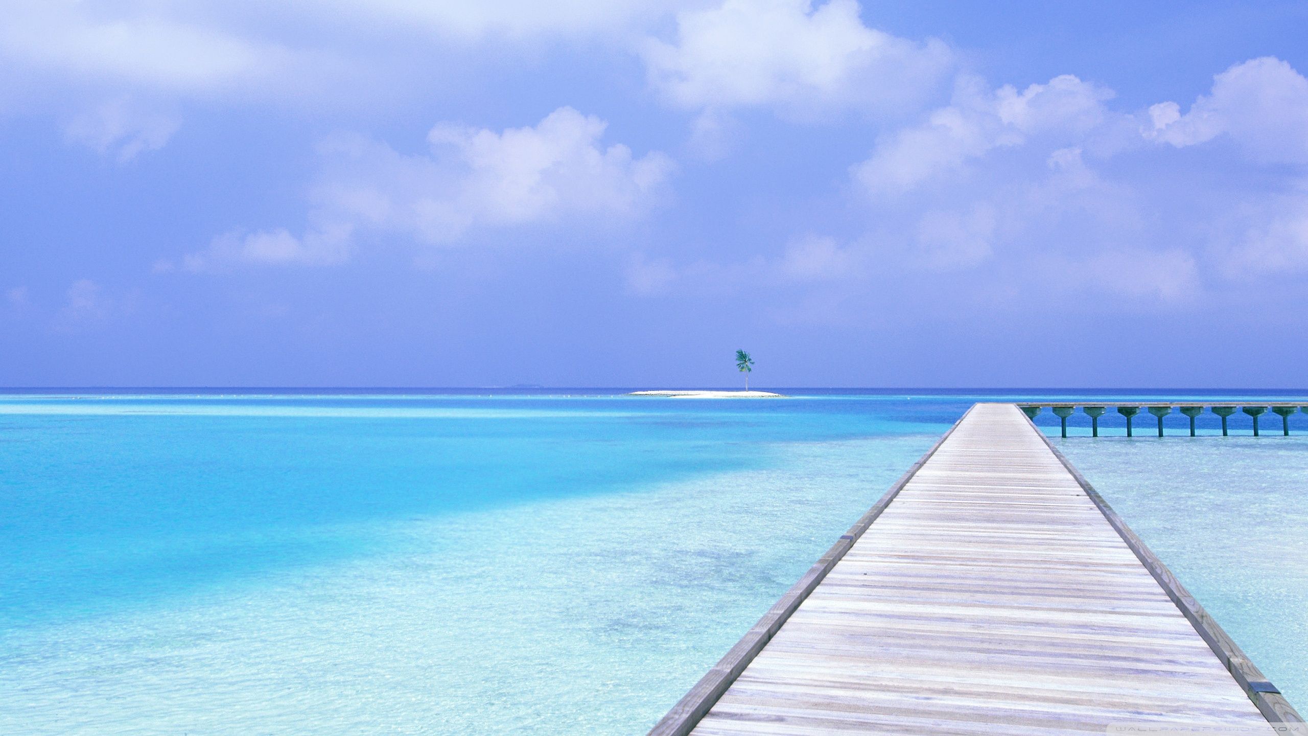 2560x1440 Footbridge Over Blue Ocean 4K UHD Wallpaper for UltraHD Desktop and TV : Widescreen and UltraWide Display : Dual Monitor : Smartphone and Tablet Devices