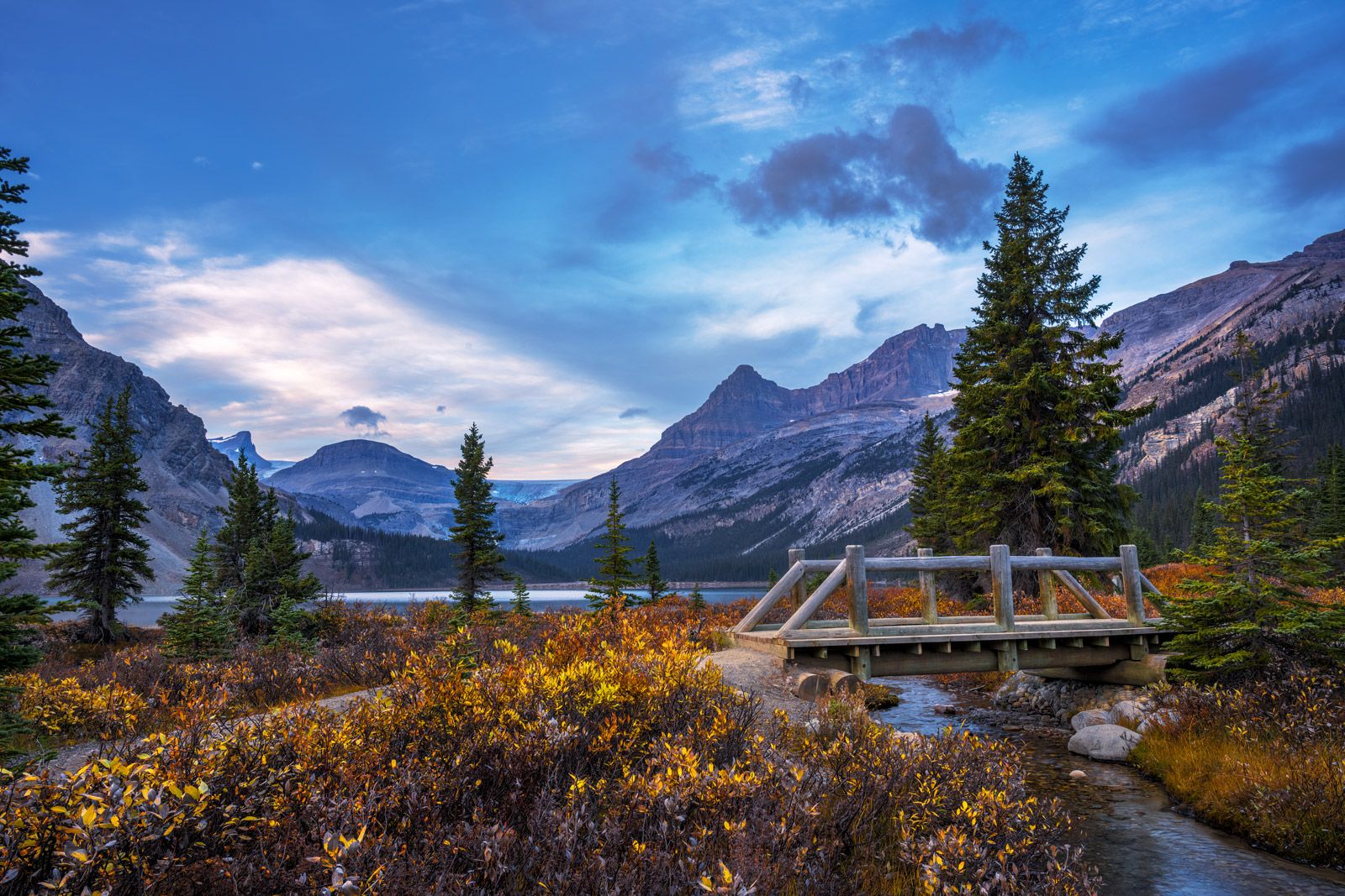 1600x1067 Bow Lake Fall Color and Footbridge Fine Art Photo. Fine Art Prints By Joseph C. Filer
