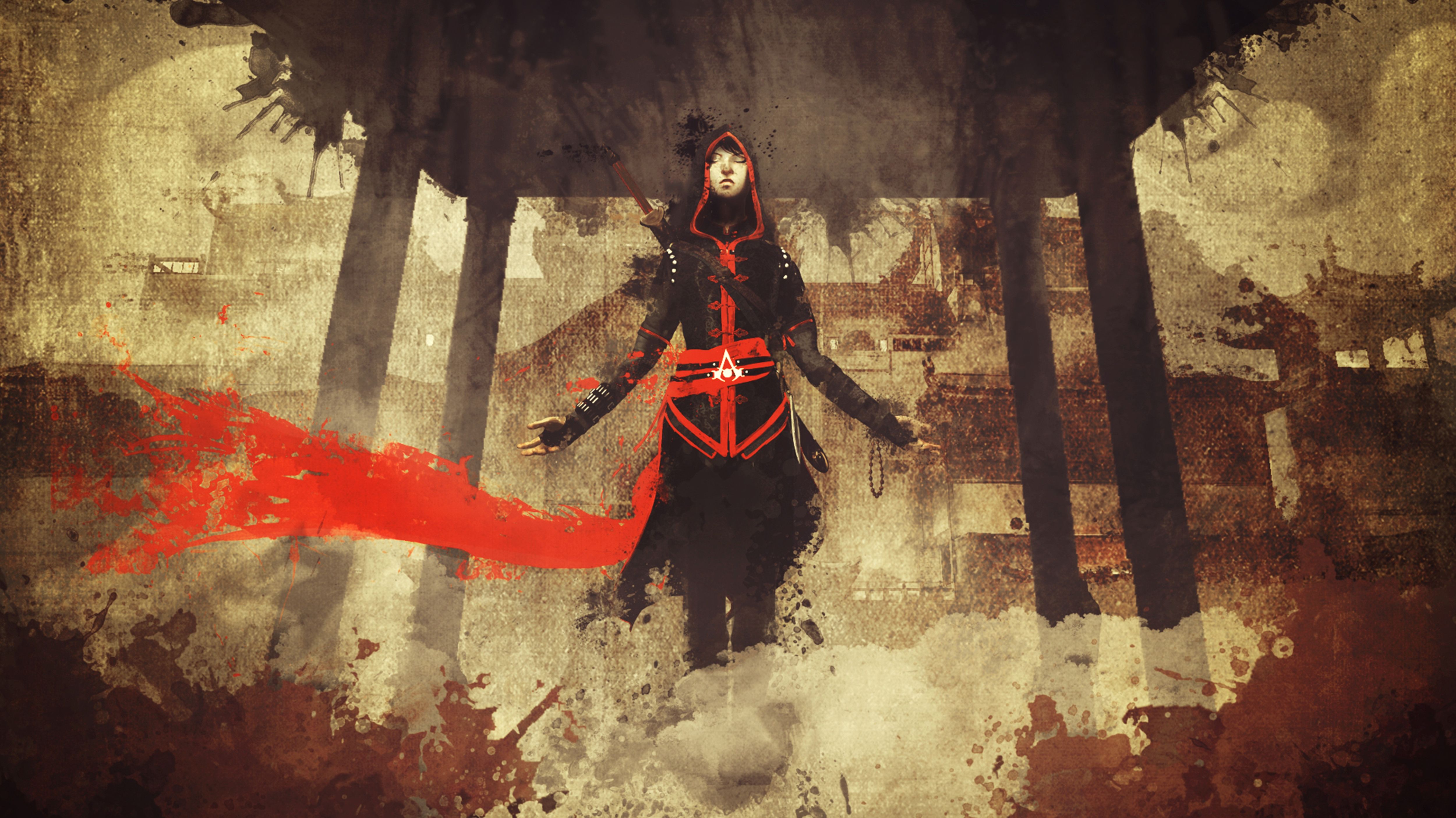 5000x2812 Wallpaper Red, Art, Assassins Creed Chronicles China, Darkness, Creative Arts, Background Free Image