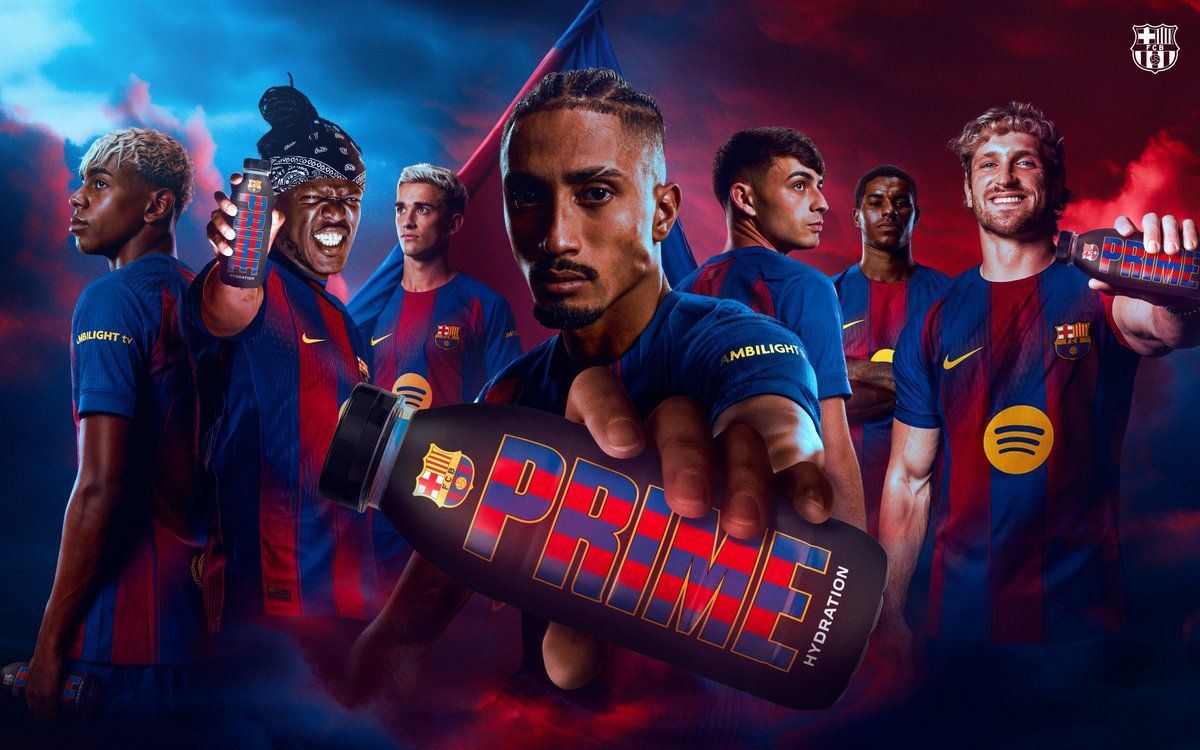 1200x750 New Bottle. New Flavour. Same PRIME. Collab Bottle available at Barça Botigues!