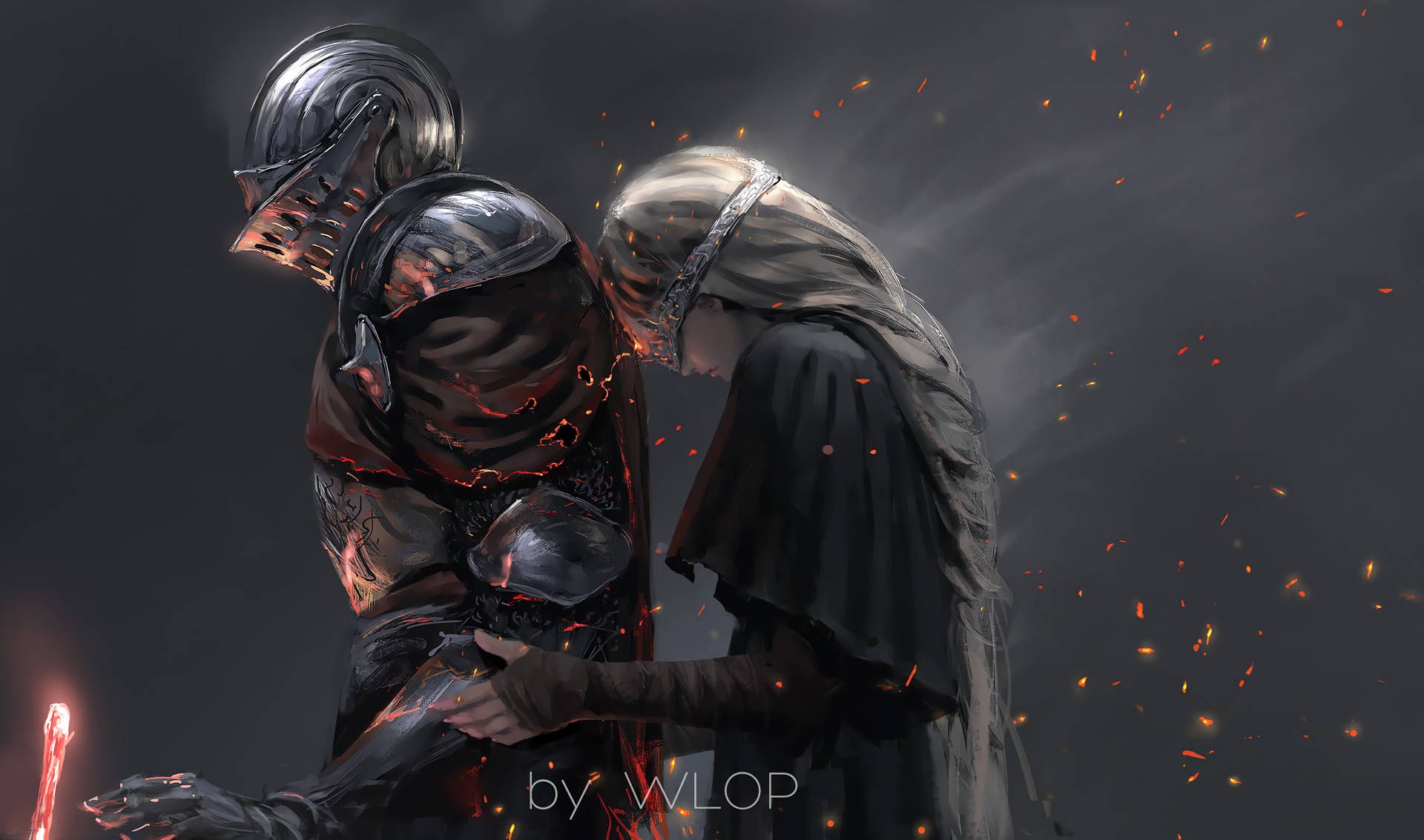 1920x1133 Download Dark Souls Ashen One And Firekeeper Wallpaper