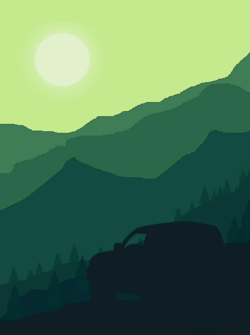 800x1073 2d mountain, landscape, car, nature, pickup, camp, HD phone wallpaper